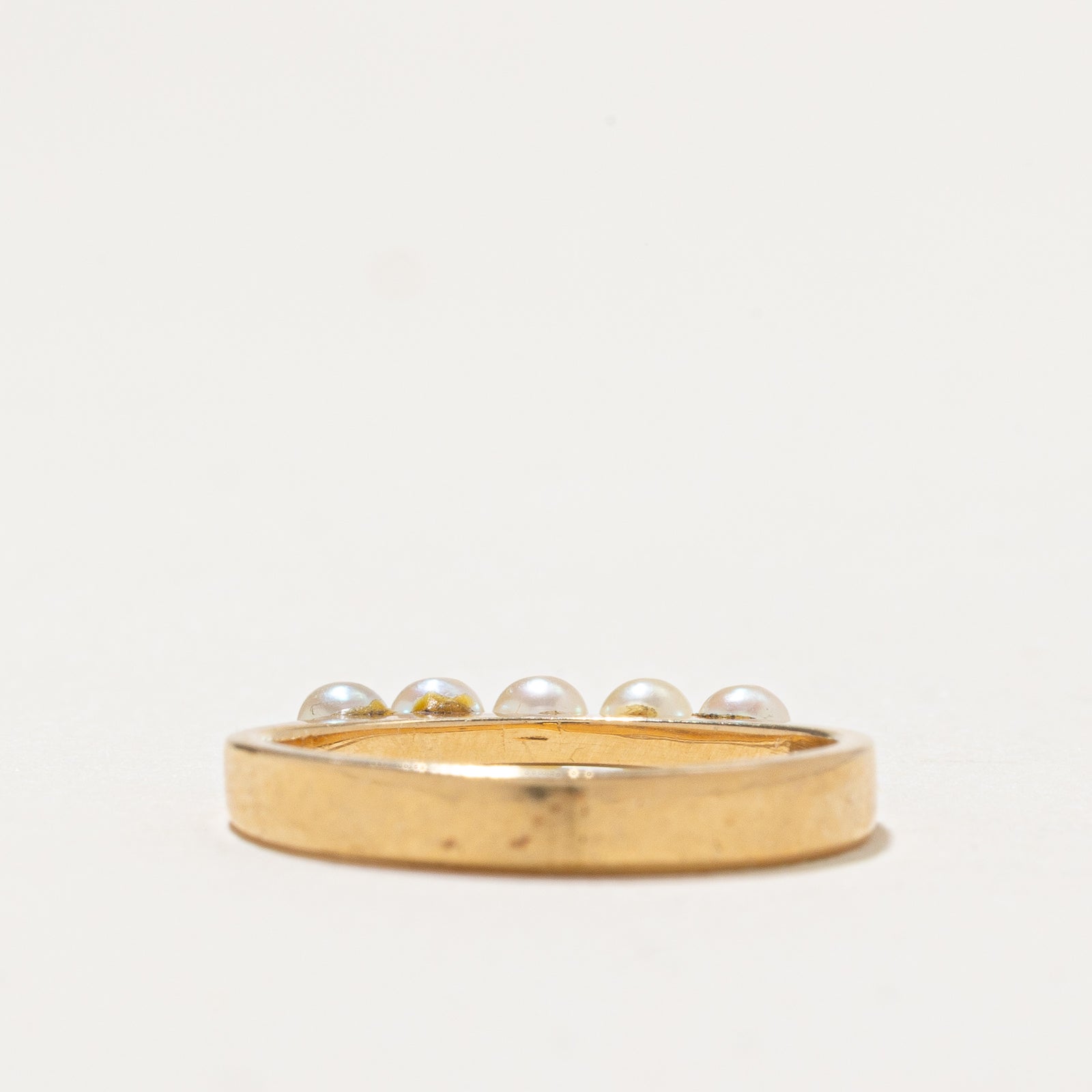 Five Stone Pearl Ring for Women - Size 4.5 - Elegant Bridal Jewelry, Wedding Band, Anniversary Gift, Engagement Ring, Promise Ring for Her