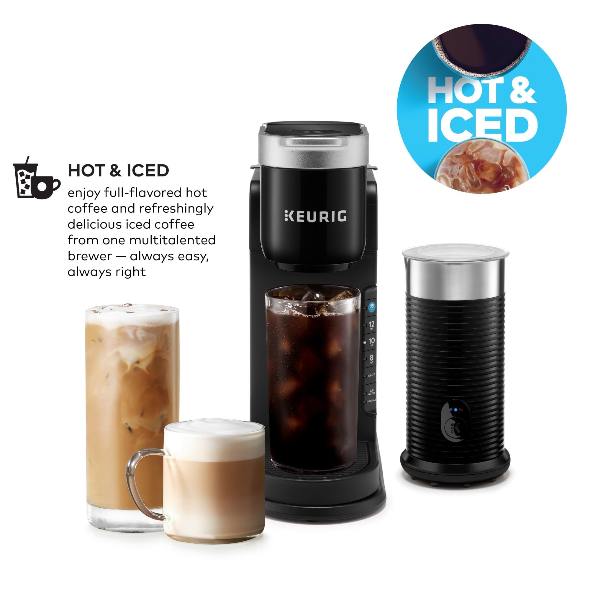 Keurig K-Café Barista Bar Single Serve Coffee Maker with Milk Frother - 3 Brew Sizes, Hot & Iced Coffee, 2oz Espresso Shot - Perfect for Home, Office & Small Cafés (Black)