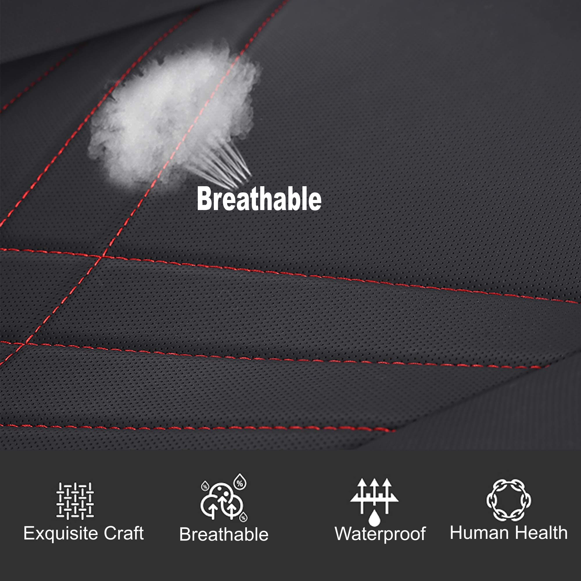 Kingphenix Universal Car Seat Cover - Easy Installation, Fits Most Cars, Vans, Trucks & SUVs - Black & Red Line Design - Perfect for Road Trips, Commuting & Pet Protection