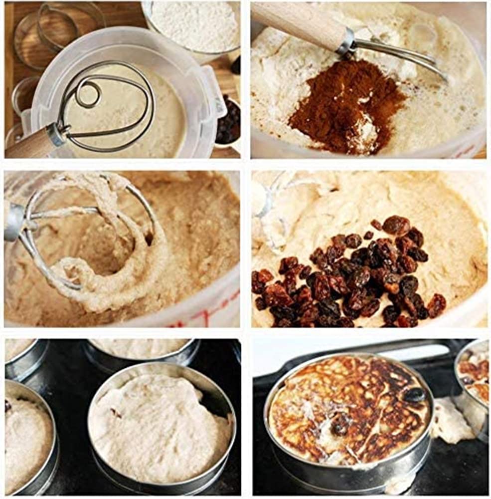 2 Pack 13 Inch Stainless Steel Danish Dough Whisk - Professional Bread Baking Tool for Bread, Pastry, Dumpling & Pizza Dough - Perfect for Home Bakers & Commercial Kitchens