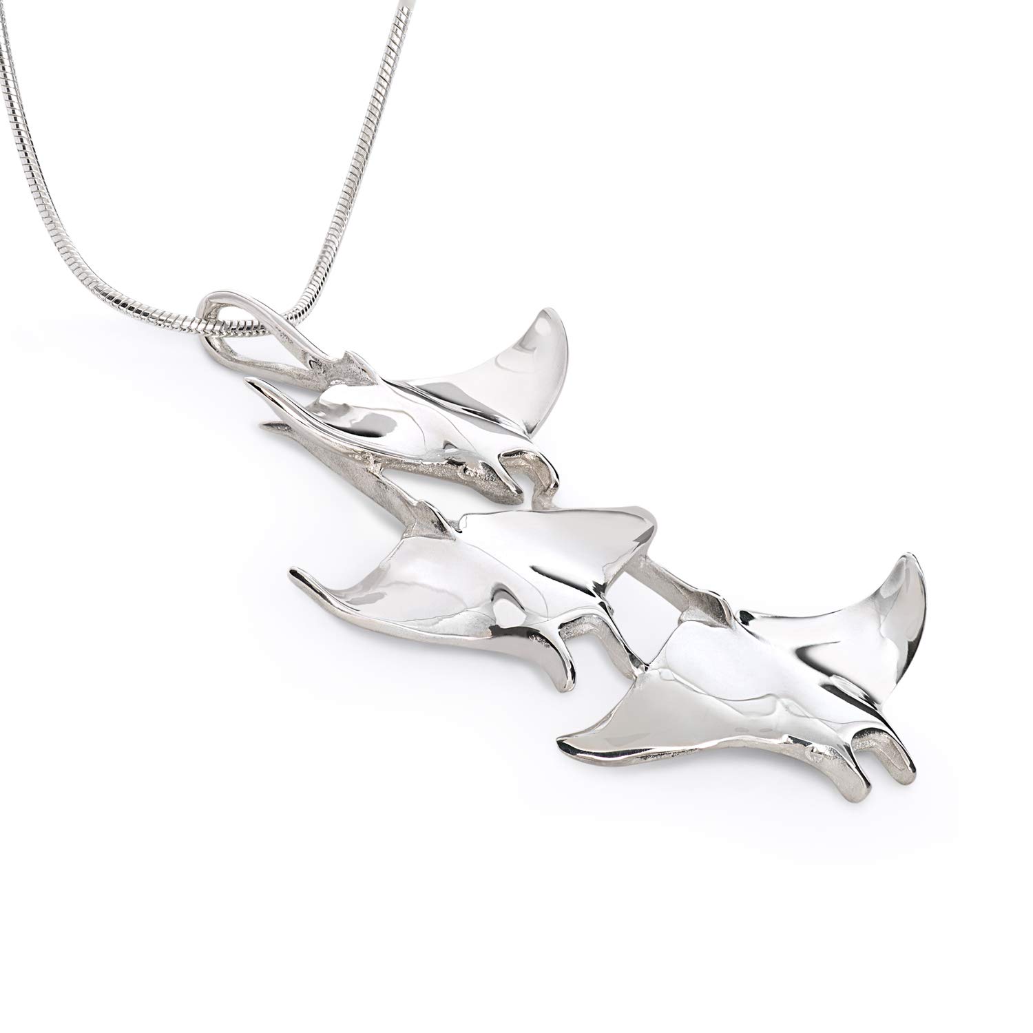 Stingray Necklace for Women - Sterling Silver Manta Ray Pendant Jewelry | Scuba Diving & Ocean Inspired Fine Jewelry Gift | Perfect for Beach Vacations, Diving Trips & Marine Life Enthusiasts