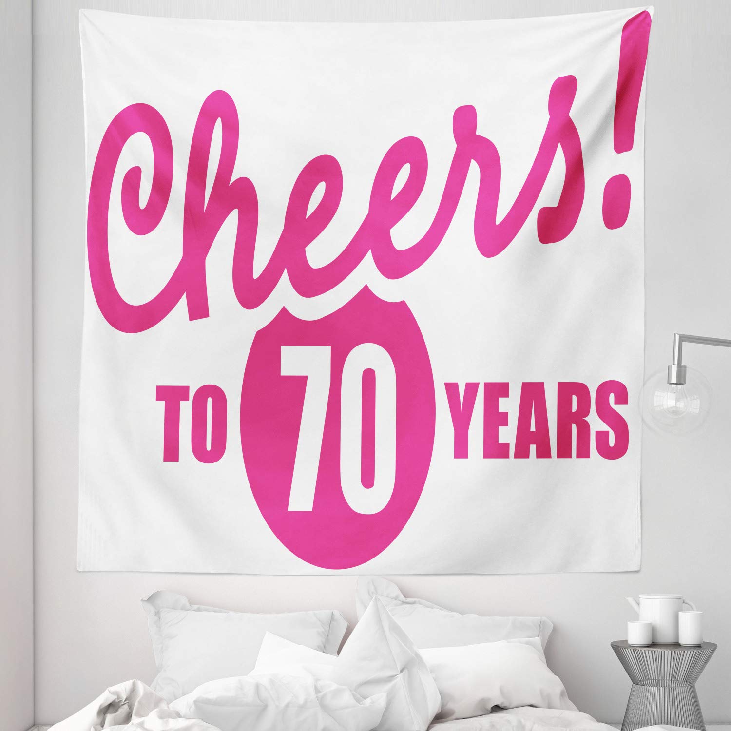 Ambesonne 70th Birthday Tapestry - Queen Size Wall Hanging Bedspread (88
