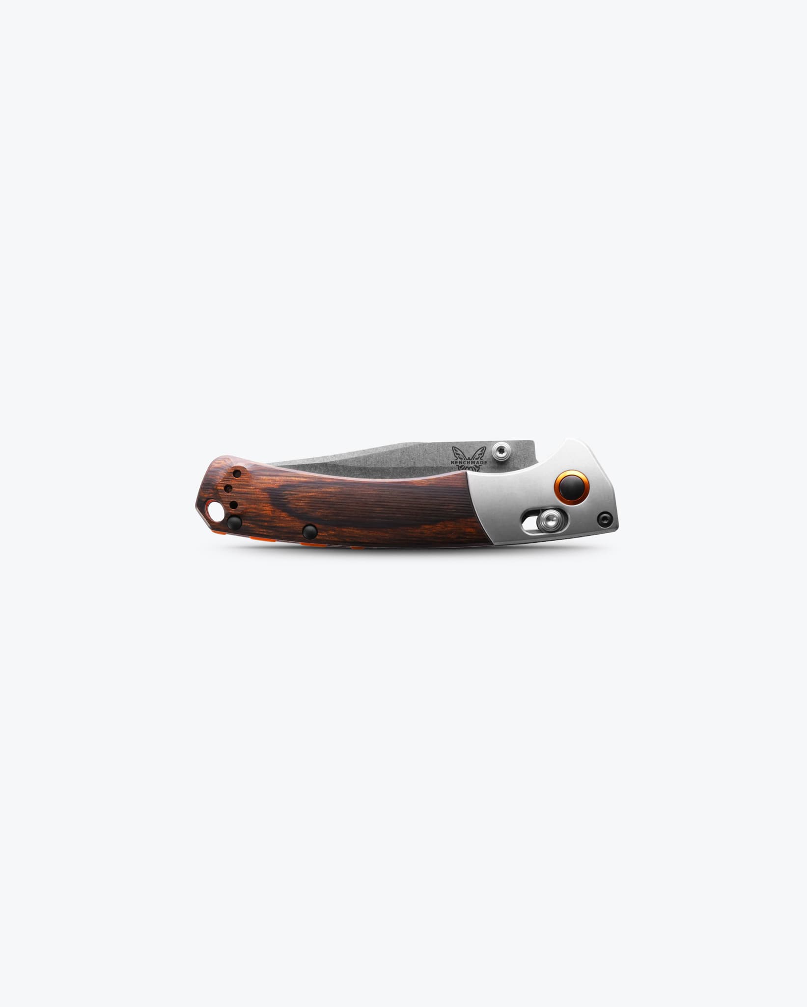 Benchmade Mini Crooked River Folding Knife - Gray Aluminum & Wood Handle, Clip Point Blade - Perfect for EDC, Camping, and Outdoor Adventures