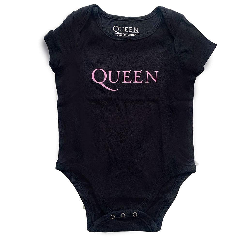 Queen Boys Pink Logo Bodysuit Black - Stylish Baby Onesie for Boys & Girls | Perfect for Casual Wear, Photo Shoots & Everyday Outfits