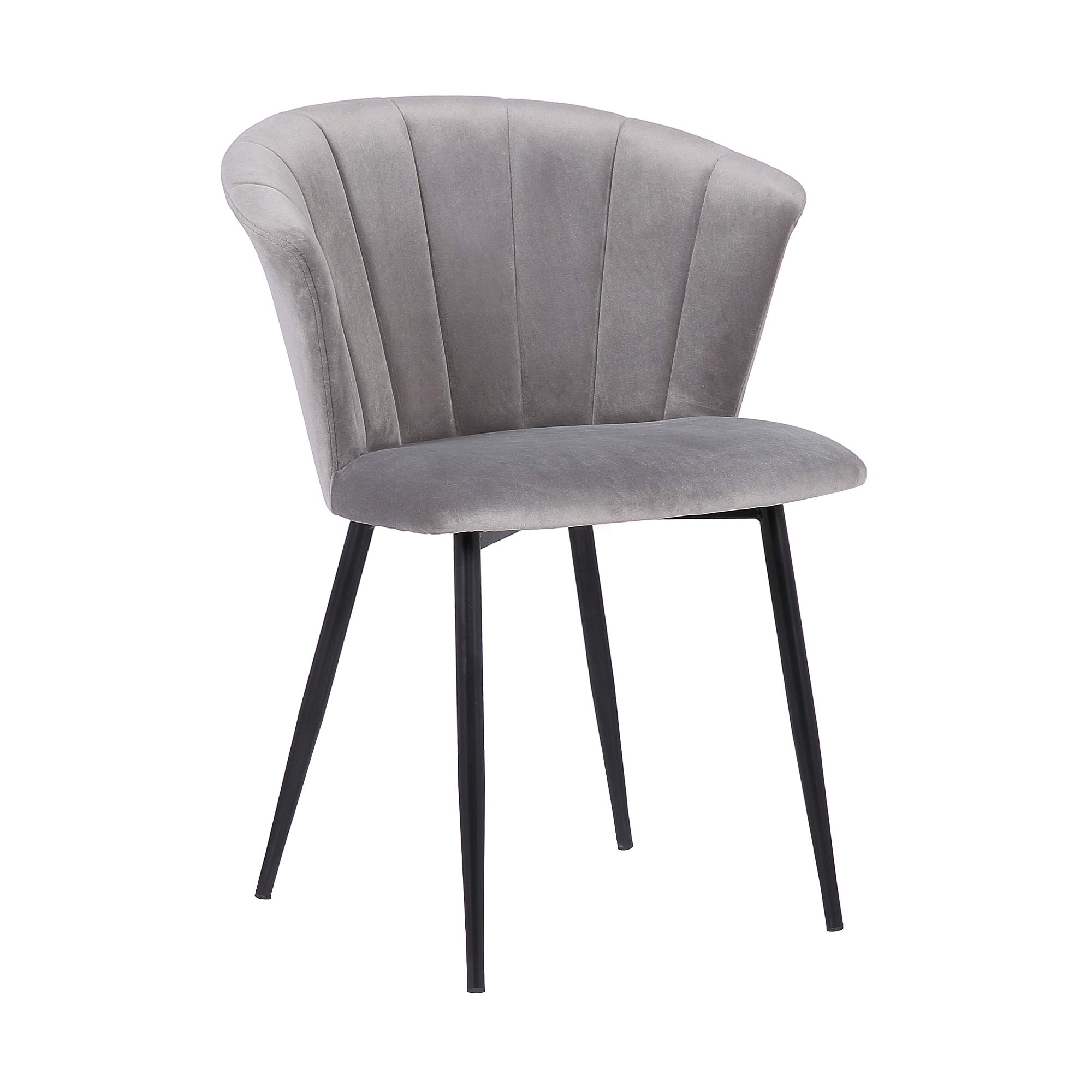 Armen Living Lulu Contemporary Velvet Dining Room Kitchen Accent Chair - 31 Inch Height, Grey and Black - Perfect for Modern Dining Rooms, Kitchens, and Home Offices