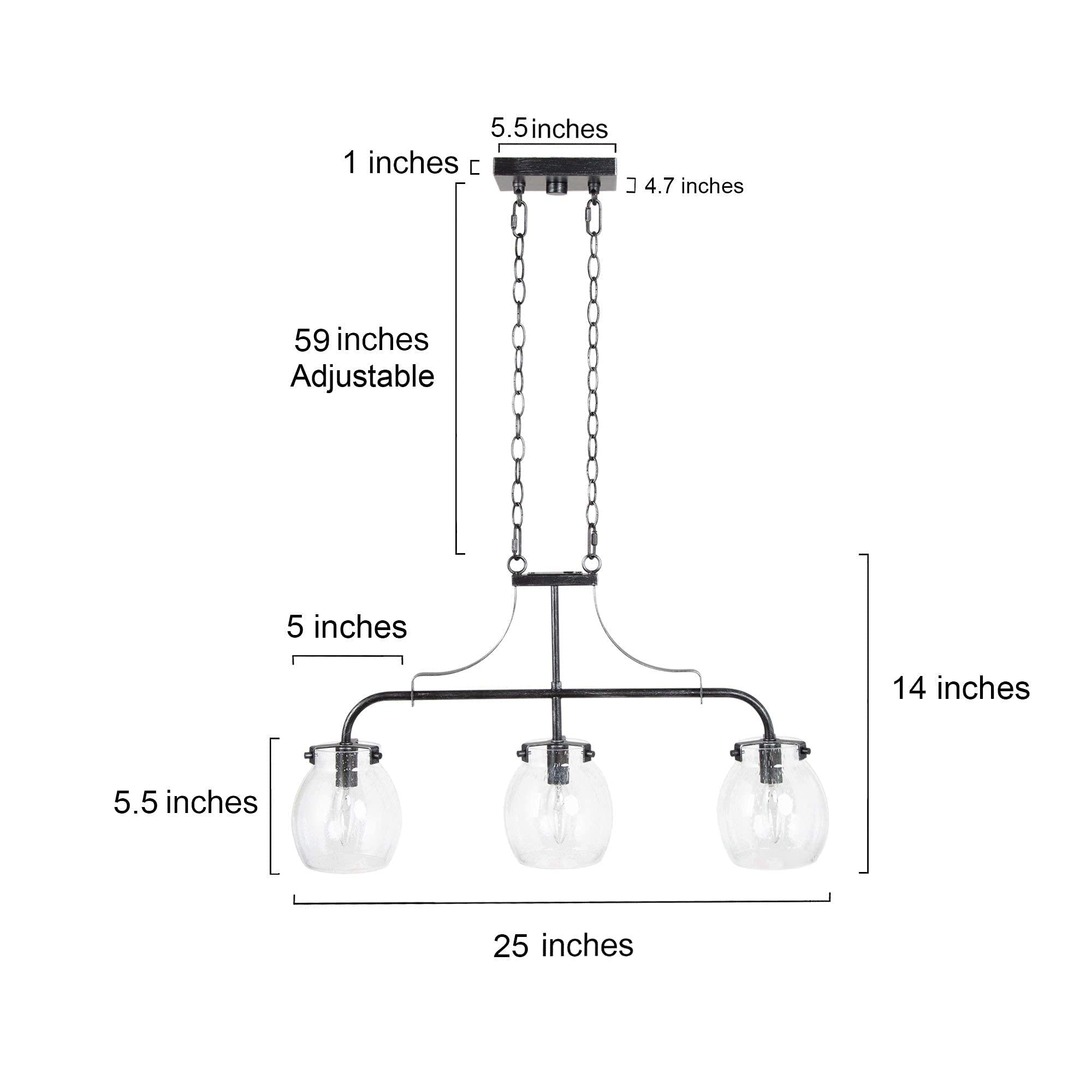 Rustic 3-Light Pendant Chandelier for Kitchen Island - 25