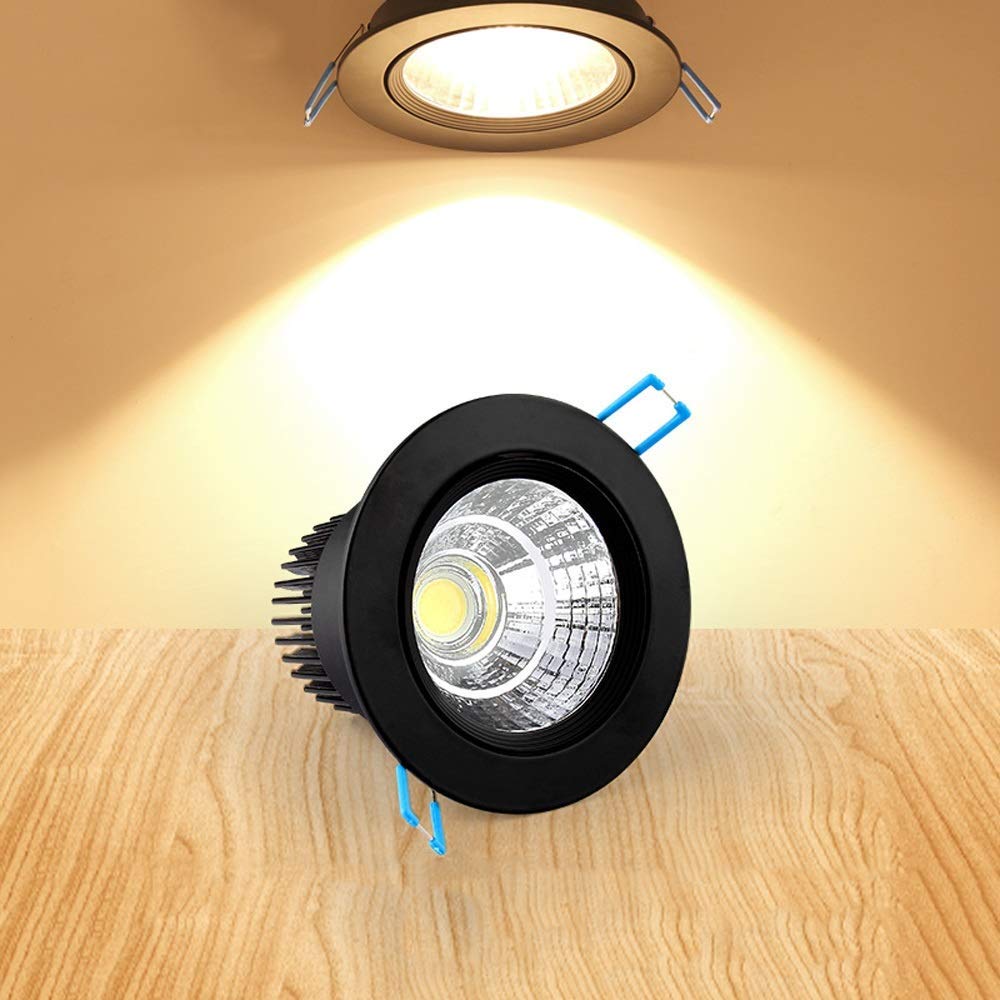 WGGCC Black Aluminum Cob Recessed Downlight Floodlight - Adjustable Angle LED Ceiling Spotlight for Clothing Store, Window Display & European Luxury Living Room - Anti-Glare Embedded Lighting for Aisle Decor and Commercial Spaces