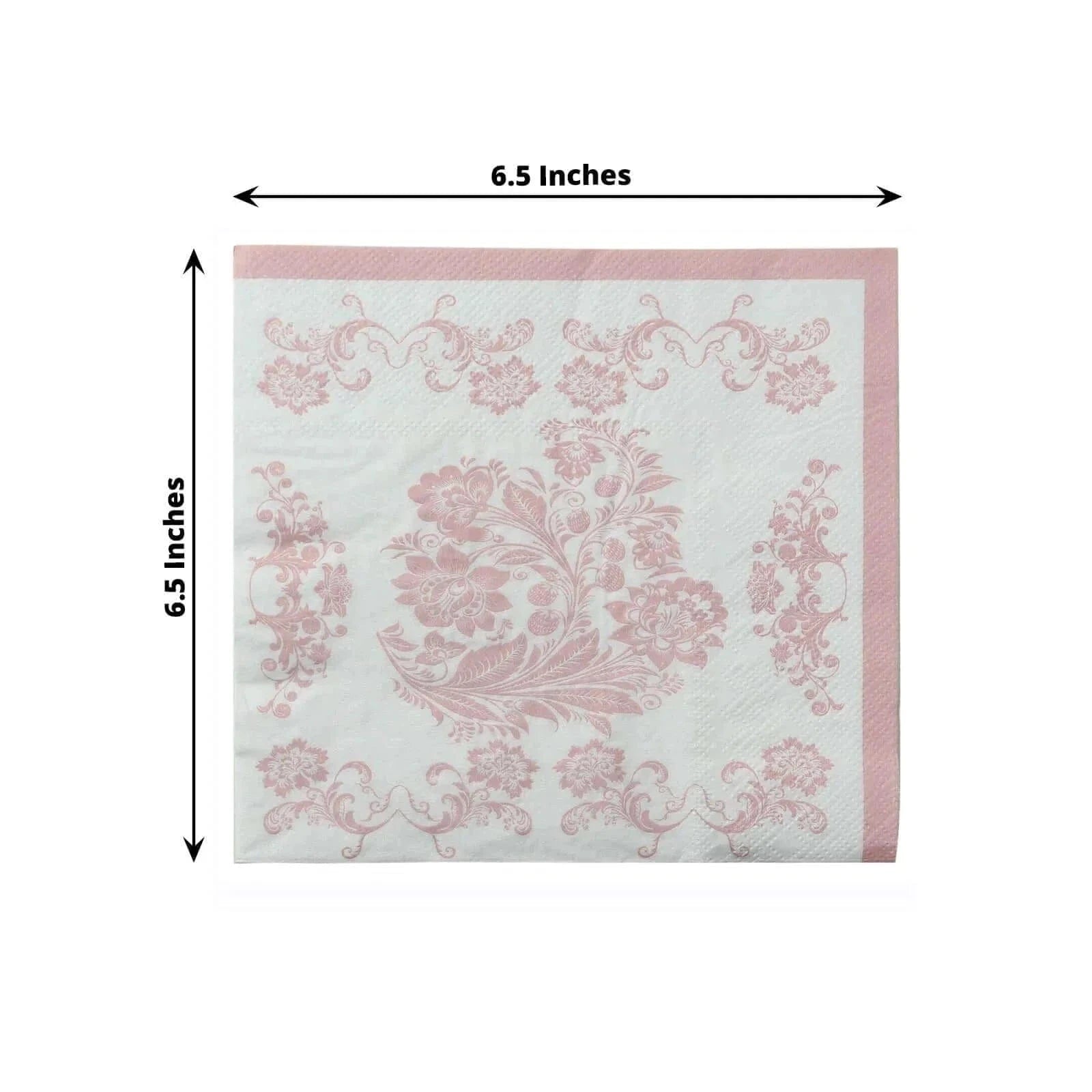 50 Pack French Toile Floral Pattern Cocktail Napkins - Elegant Party Decor for Weddings, Bridal Showers & Dinner Parties