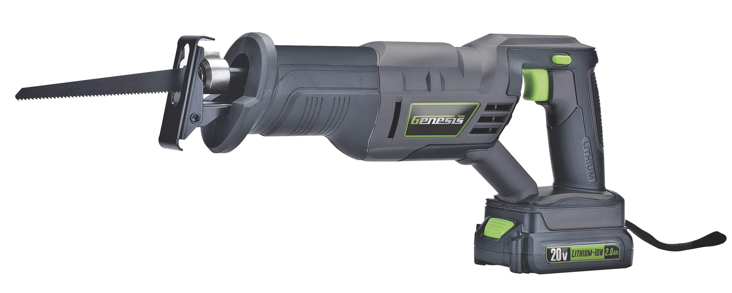Genesis GLRS20A 20V Lithium-Ion Cordless Variable Speed Reciprocating Saw Kit with Battery, Charger & Blades - Perfect for DIY Home Renovation, Woodworking & Construction Projects