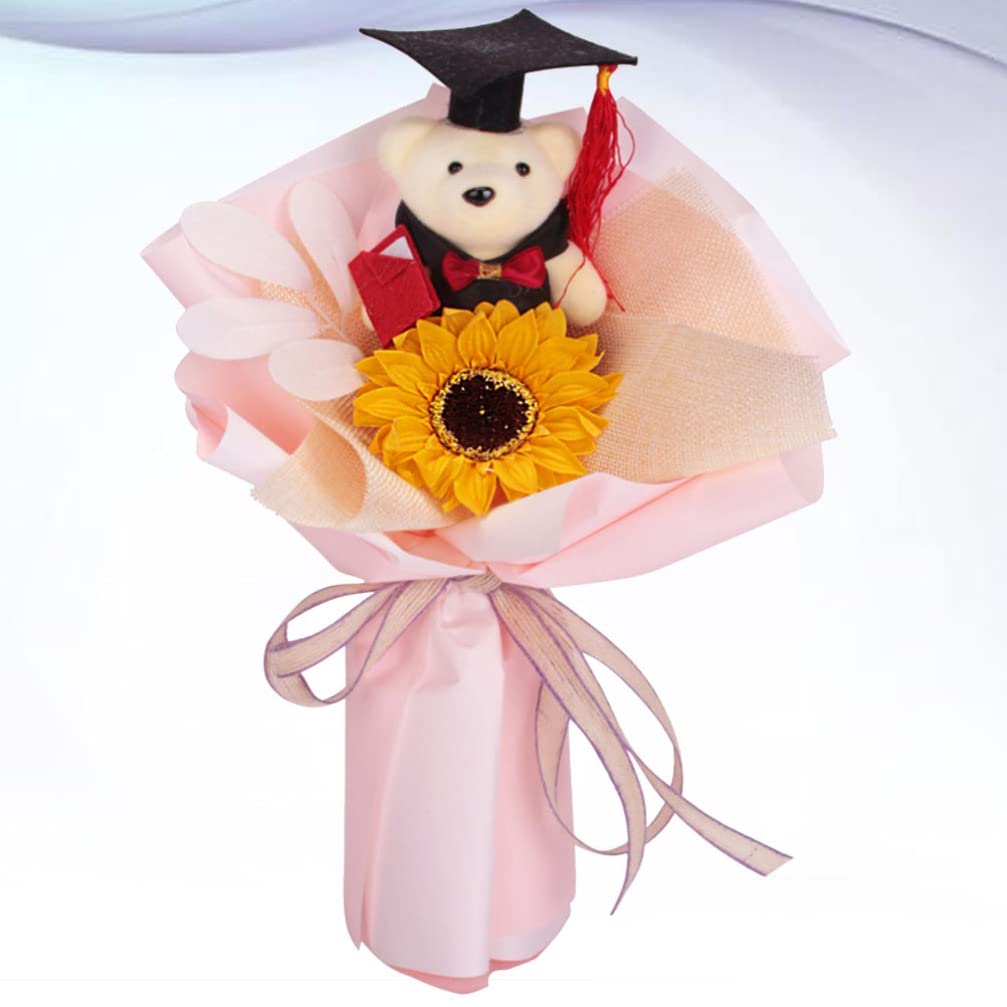 PRETYZOOM Artificial Sunflower Bouquet - Graduation Party Decor, Photo Booth Props & Table Centerpieces - Floral Arrangements for Graduation Ceremony, Wedding, Home Decor