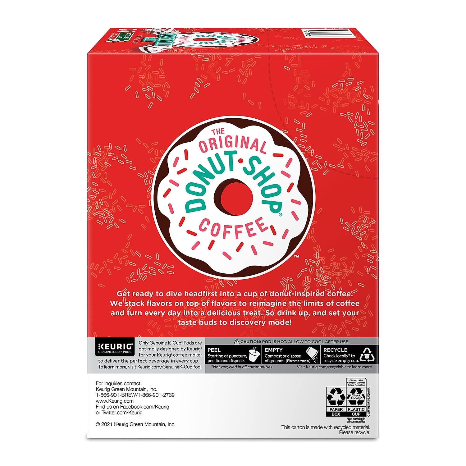 Original Donut Shop Peppermint Bark K-Cup Coffee Pods - 24 Count Box | Holiday Flavored Coffee for Keurig Brewers | Perfect for Christmas Gifts & Winter Mornings