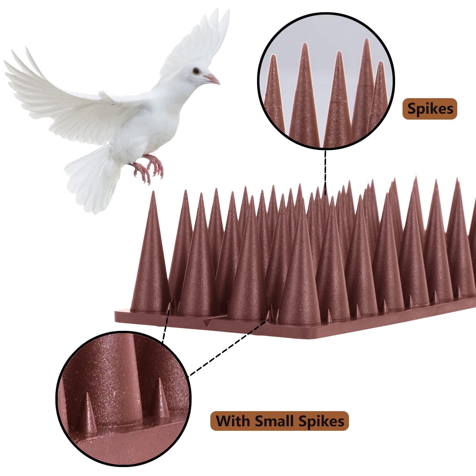 20 Pack Bird Spikes - Heavy Duty Bird Deterrent Spikes for Pigeons, Squirrels, Raccoons & Cats | Outdoor Pest Control for Roofs, Fences, Balconies & Ledges | Keep Birds Away from Your Property Safely & Humanely
