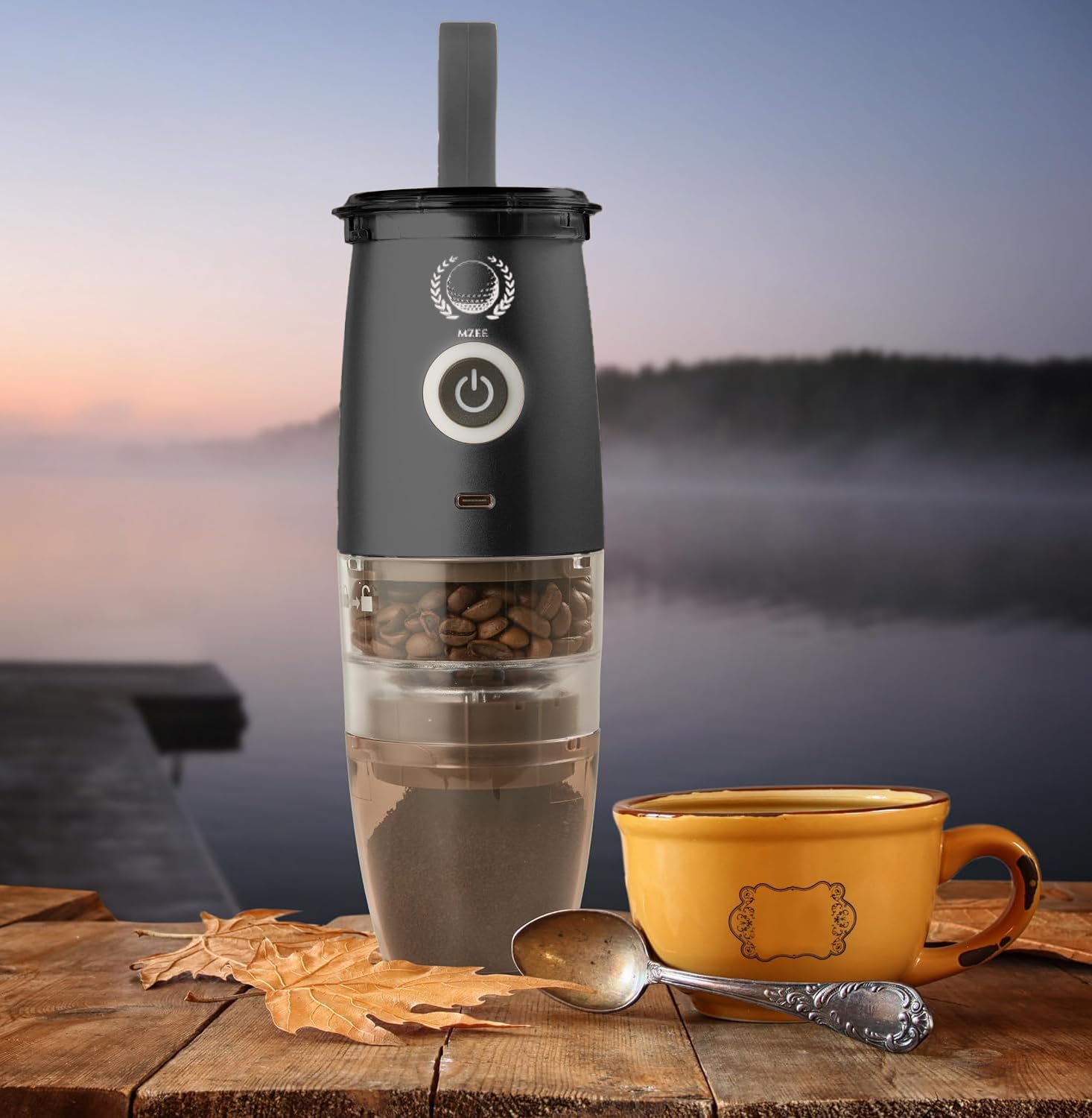 Premium Portable Burr Coffee Grinder - Electric & Manual 2-in-1 Adjustable Coffee Bean Mill with 5 Precise Grind Settings for Espresso, Drip, Pour Over, Cold Brew & Percolator - Perfect for Home, Office & Travel (Black)