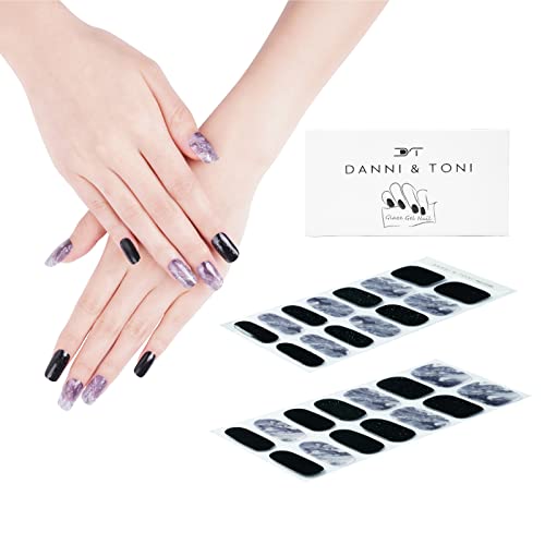 DANNI & TONI Semi-Cured Gel Nail Strips - Starry Night Design | 28 Long-Lasting Gel Polish Stickers for DIY Manicure | Perfect for Parties, Weddings & Everyday Wear