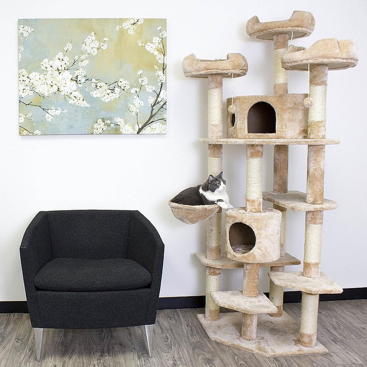 Extra Large Cat Tree for Active Cats - Sturdy Climbing Furniture with Scratching Posts, Beige | Perfect for Indoor Play, Exercise & Relaxation