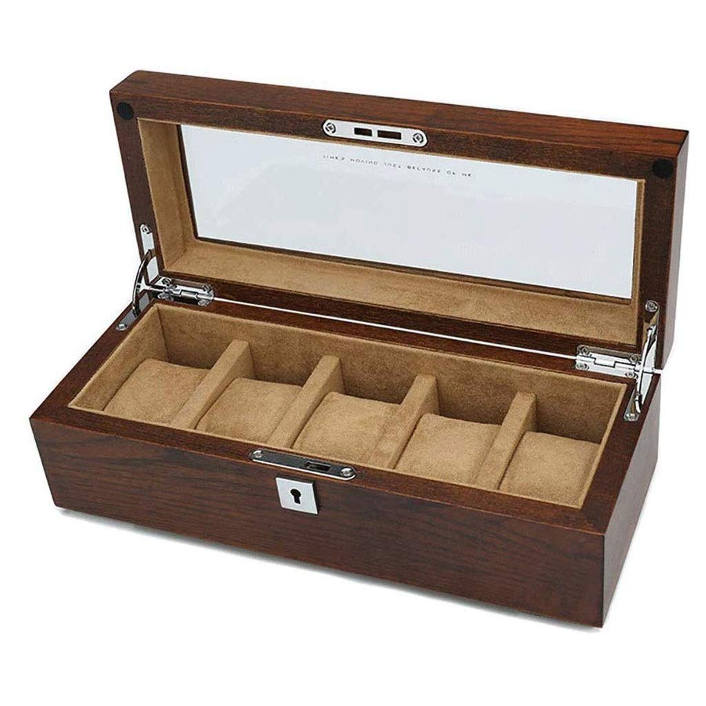 Wooden Jewelry Box with Lock - Watch & Bracelet Storage for Travel