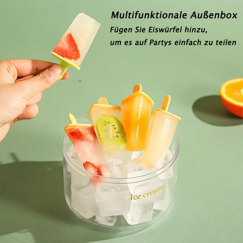 8-Piece BPA-Free Popsicle Molds with Sticks | Reusable Ice Cream Molds for Homemade Treats | Perfect for Summer Snacks, Kids Parties & Healthy Desserts (Orange)