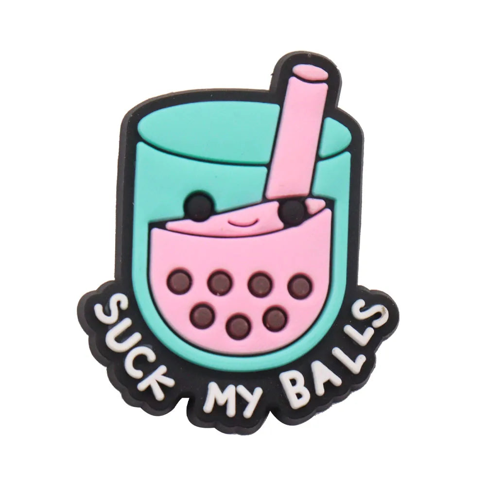 1PCS PVC Shoe Charms - Cute Bubble Tea Drink Rabbit Heart Sandals Decoration for Wristbands & Slippers | Fun Accessories for Kids, Girls Gift Ideas | Perfect for DIY Crafts, Party Favors & Fashion Styling