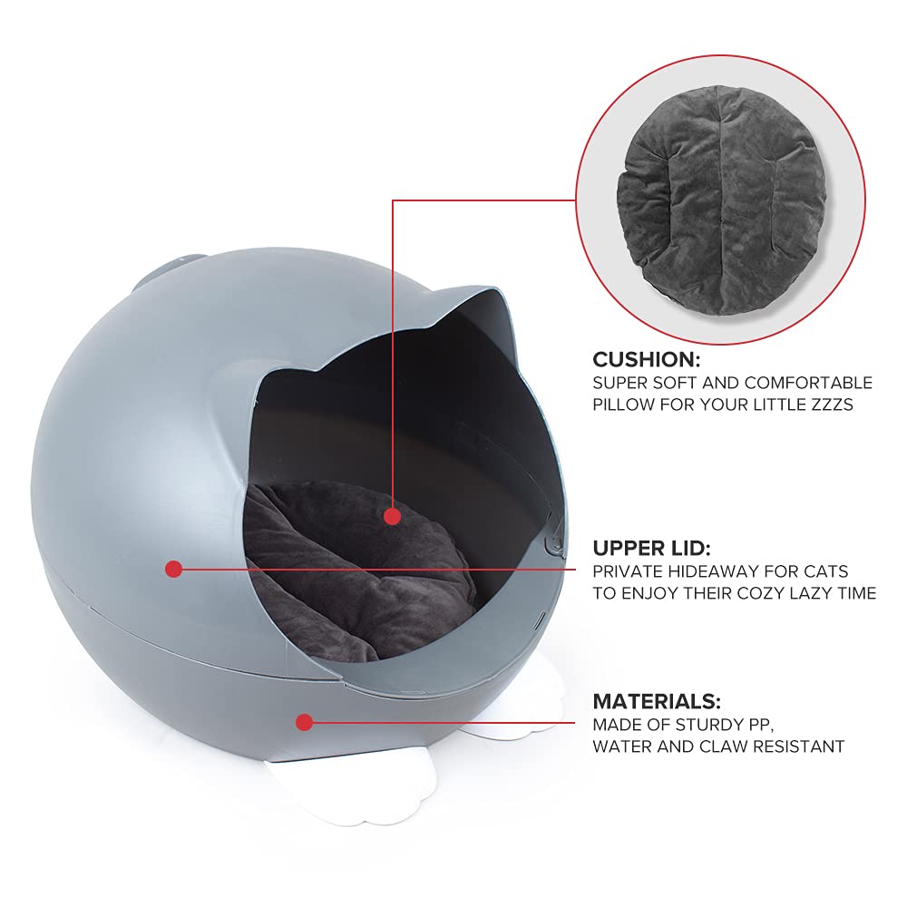 RED ROCKET Cat Cave Bed for Indoor Cats - Soft & Sturdy Cat House with Removable Washable Cushion - Cozy Pet Bed for Kittens & Adult Cats - Perfect for Living Room, Bedroom or Office