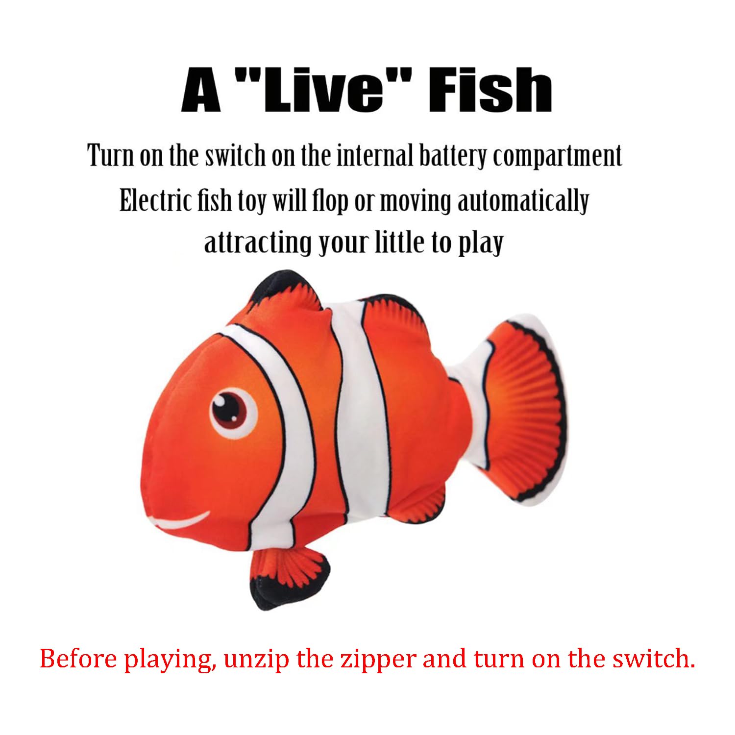 Interactive Electric Moving Fish Plush Toy - Fun & Lifelike Swimming Motion for Kids, Pets, and Home Decor