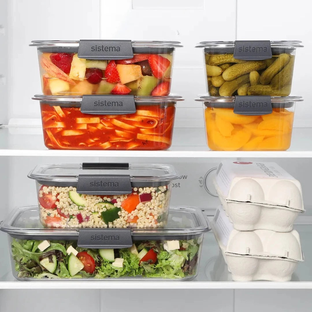 Sistema Brilliance Leak Proof Food Storage Containers - Airtight BPA-Free Kitchen Organizers for Meal Prep, Leftovers & On-the-Go Lunches