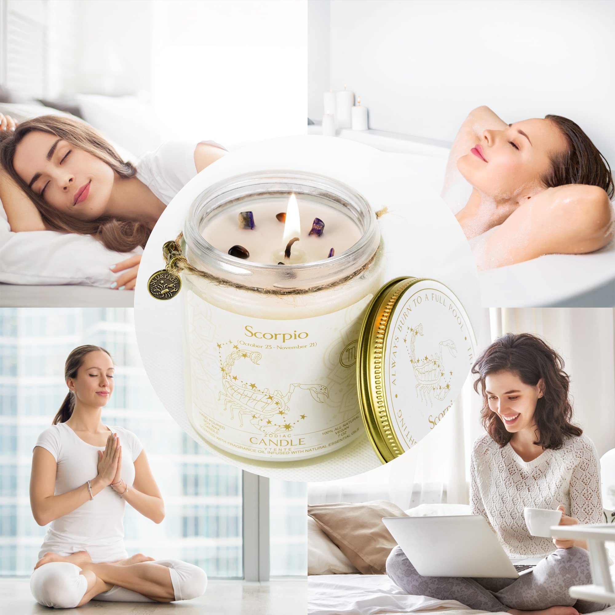 Scorpio Zodiac Scented Soy Candle - Lavender Gift for Women & Men - Birthday, Home Decor