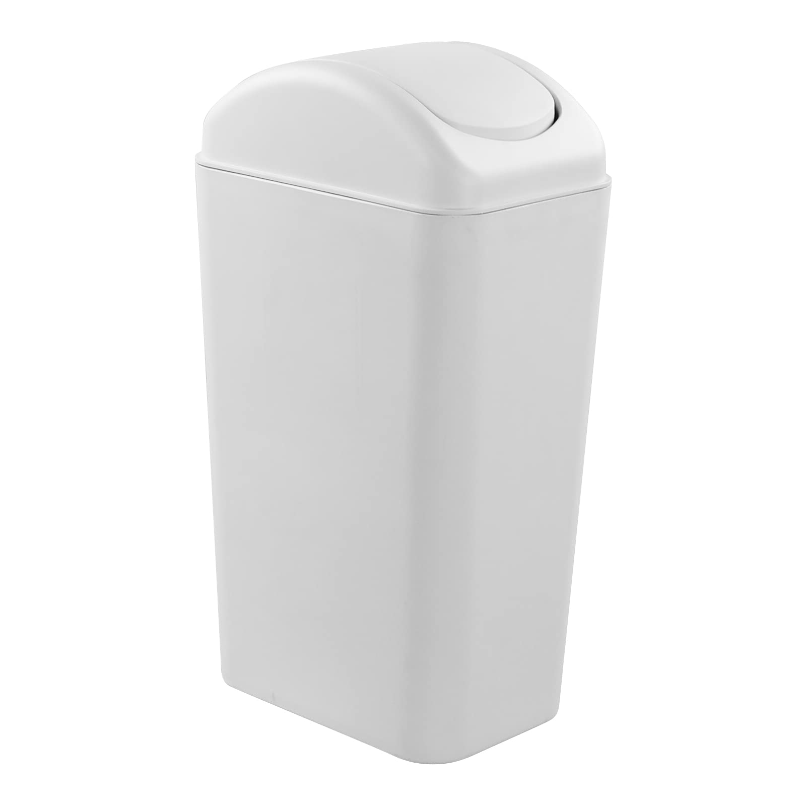 13.2L (3.5 Gallon) Heavy-Duty Plastic Trash Can with Lid - Grey Kitchen Garbage Bin for Home, Office, Bathroom & Outdoor Use - 1 Pack