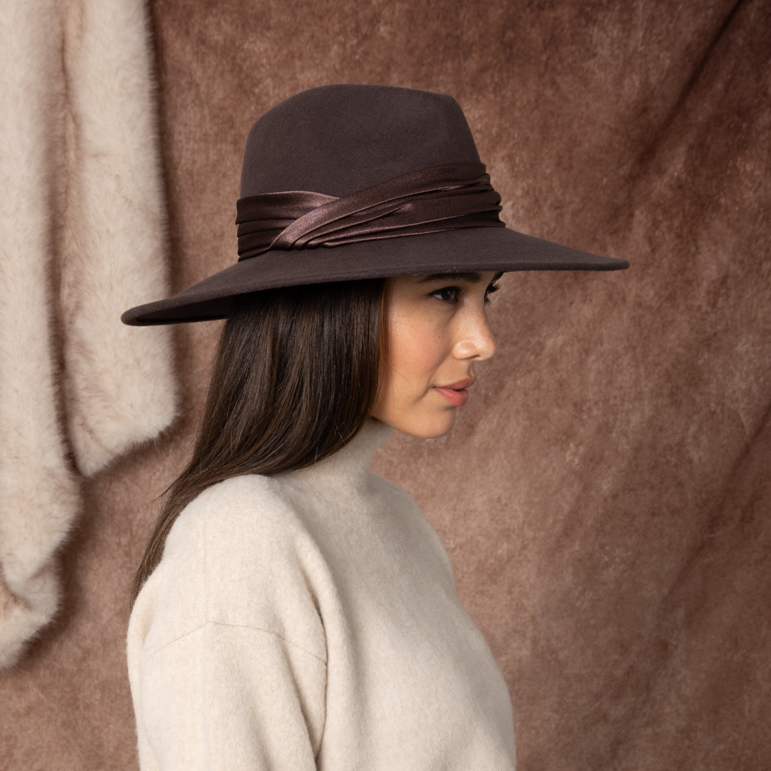 Stylish Emmanuelle Wool Felt Fedora Hat for Women - Classic Wide Brim Winter Fashion Hat - Perfect for Outdoor Activities, Travel & Casual Wear