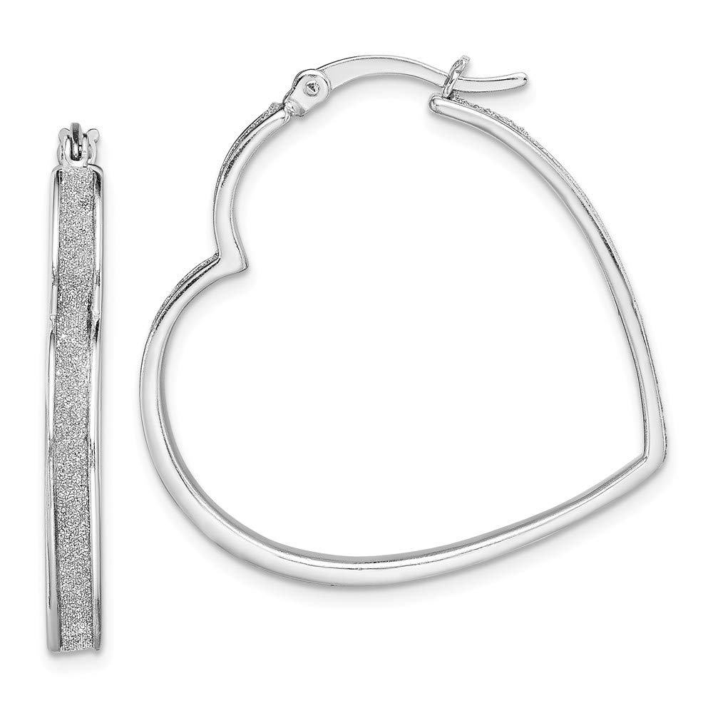 925 Sterling Silver Enamel Glitter Heart Hoop Earrings for Women - 29mm x 32mm | Valentine's Day Gift, Anniversary Present, Party Jewelry