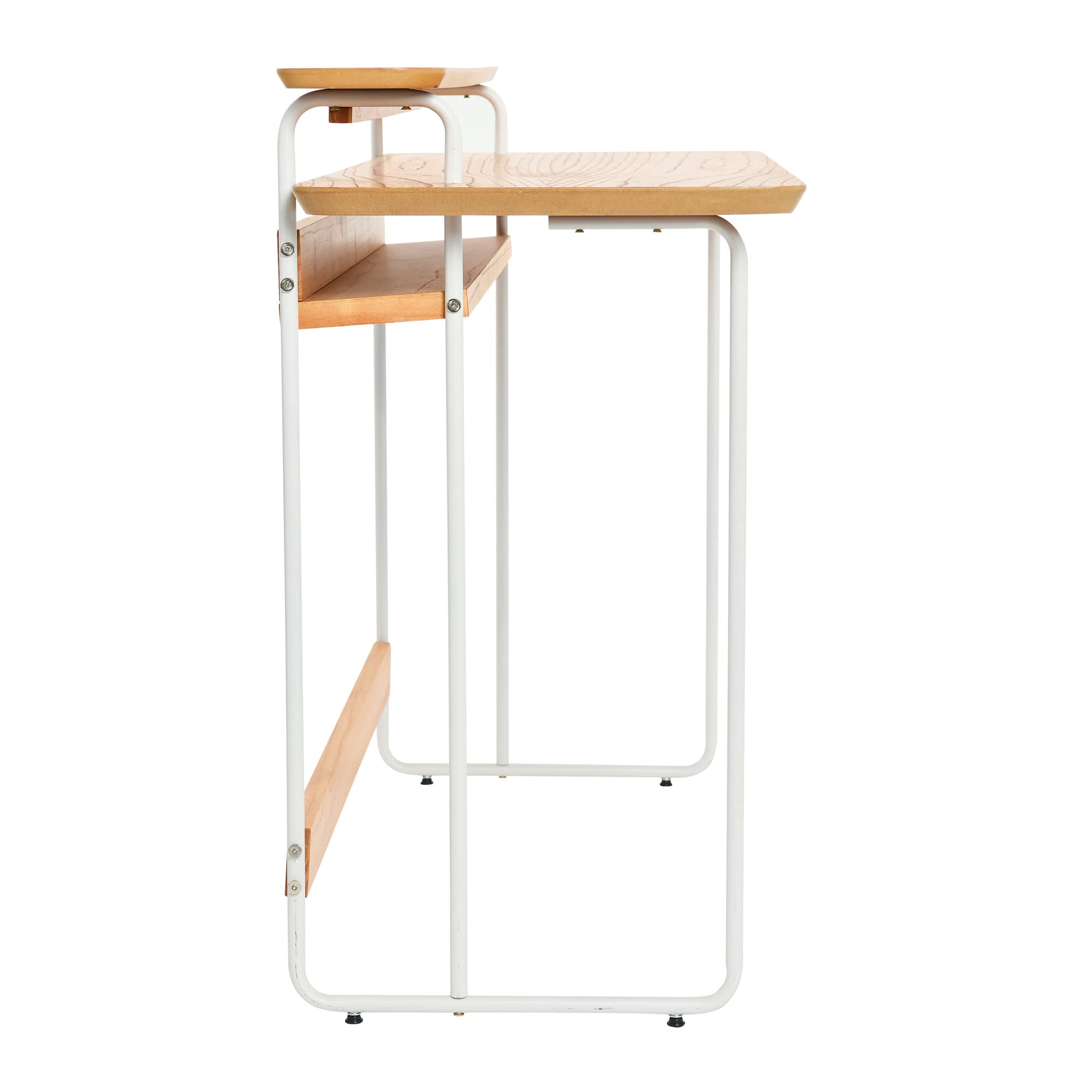 Mid-Century Modern Computer Desk - Genuine Wood Veneer & Rounded Metal Frame - Boho Home Office Desk for Bedroom, Study & Workspace | Perfect for Remote Work & Small Space Living