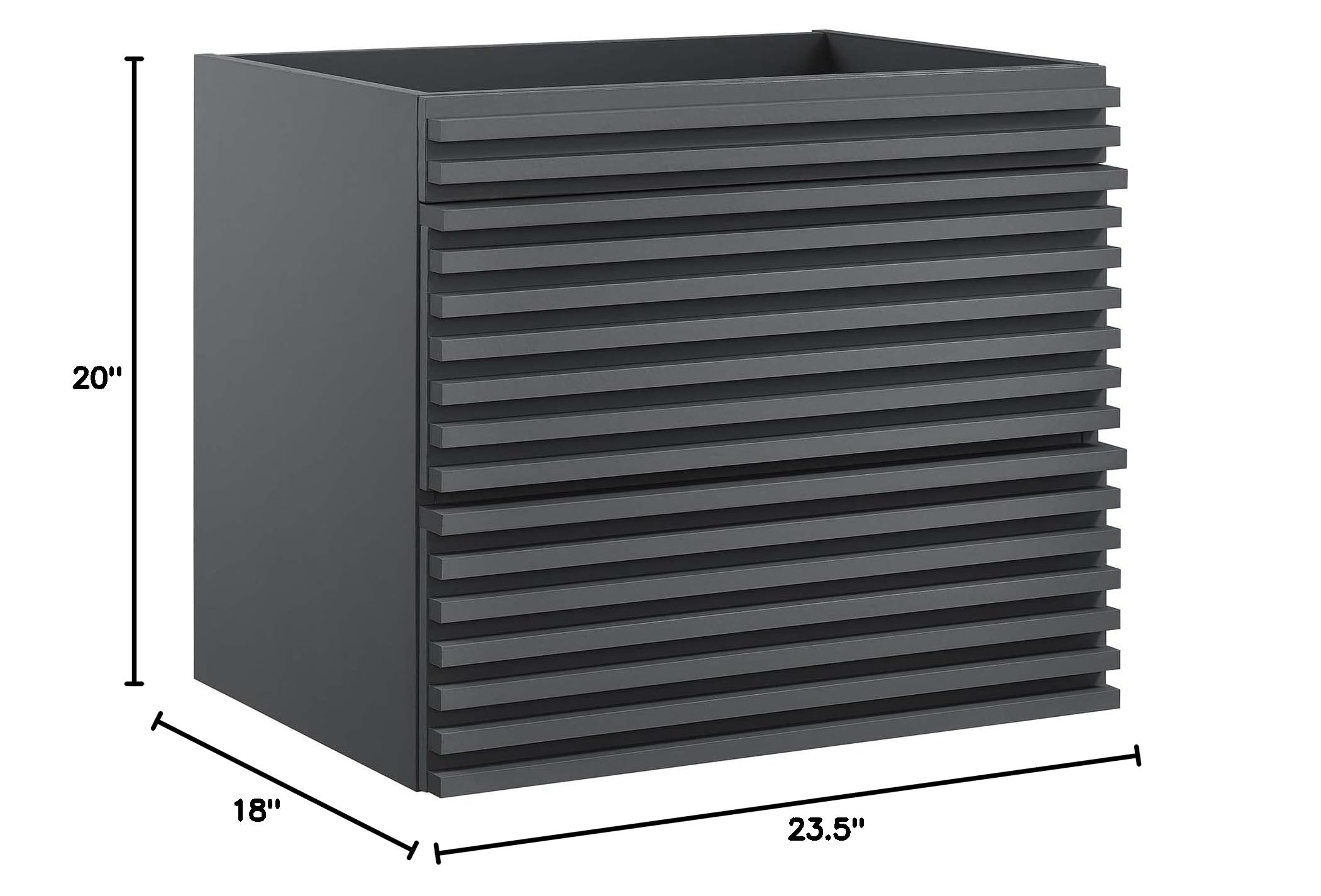 Modway Render 24 Inch Wall Mount Bathroom Vanity Cabinet with Sink - Gray Modern Floating Bathroom Storage for Small Spaces, Apartments & Powder Rooms