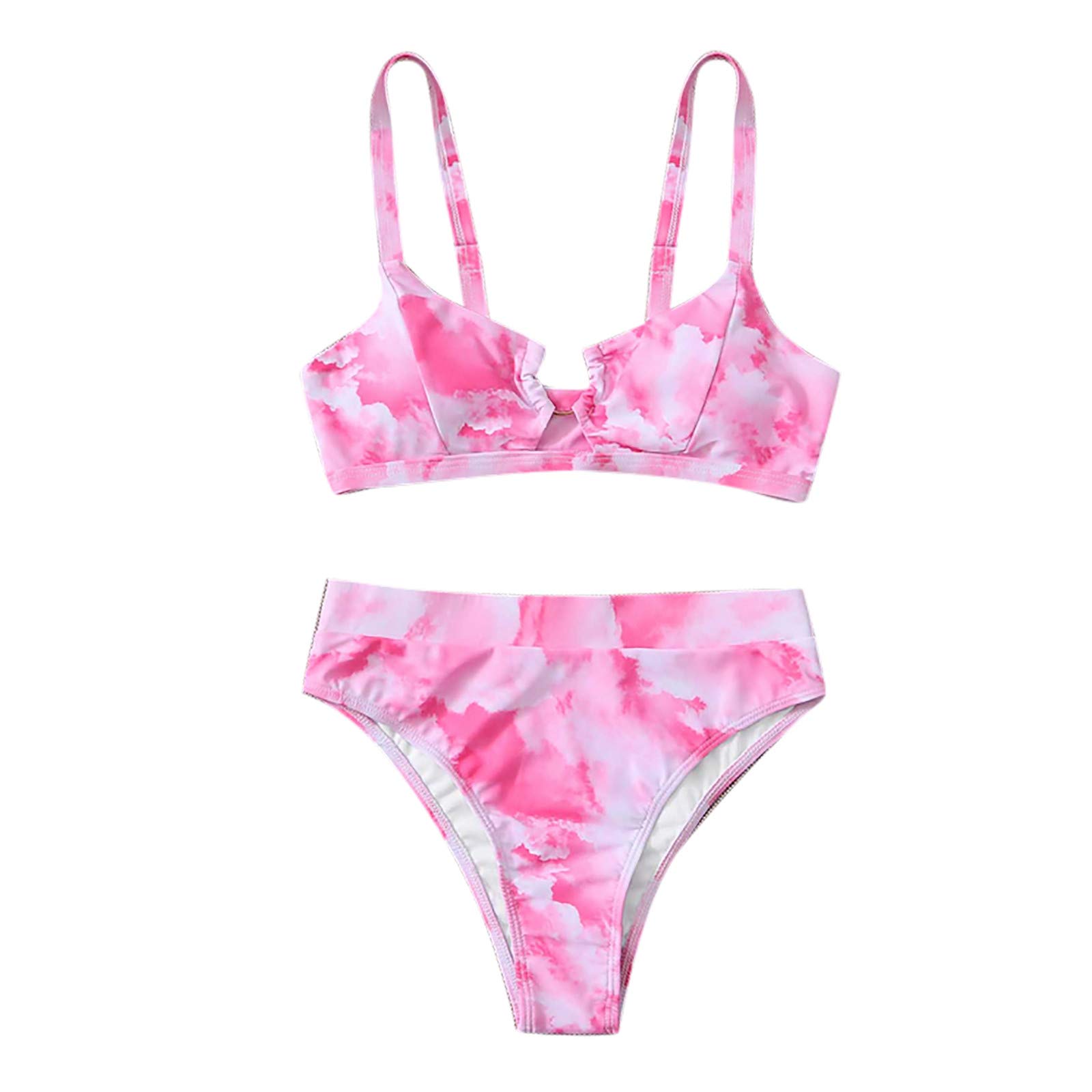 Sexy Gradient Contrast High Bikini Set - Women's Two Piece Swimsuits with Split Design & Tankini Top | Perfect for Beach Vacation, Pool Party & Summer Getaway