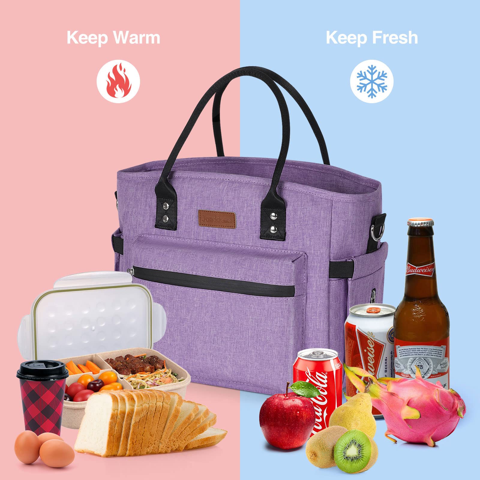 Insulated Lunch Bag for Women & Men - Adjustable Shoulder Strap, Large Reusable Cooler Tote for Office, Work, Picnic, Beach & Outdoor Activities - Perfect for Meal Prep, School Lunch & Travel