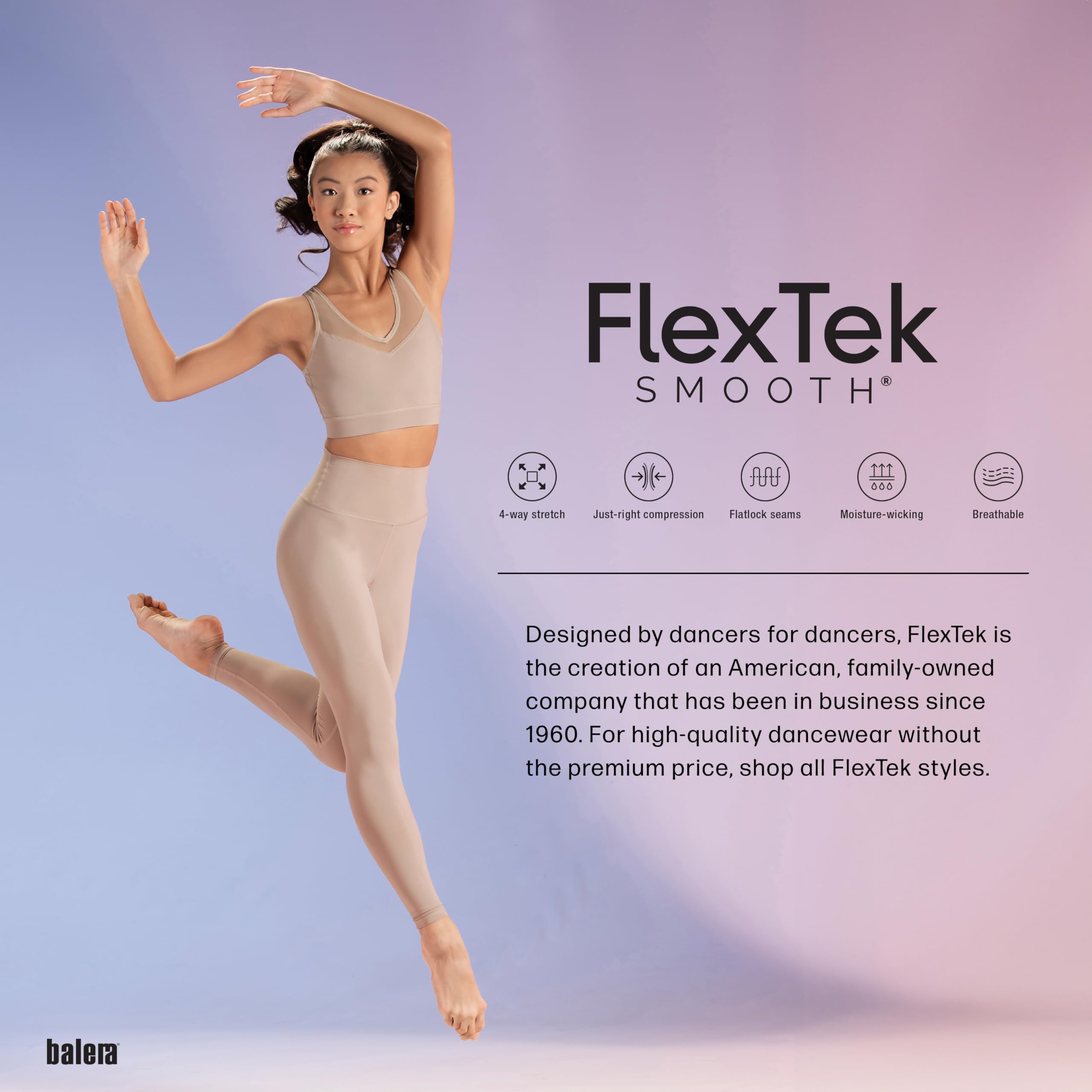 Balera FlexTek High Waist Leggings for Women & Girls - Stretchy Dance Yoga Workout Pants with Wide Comfort Waistband - Perfect for Ballet, Gym, Running & Everyday Wear