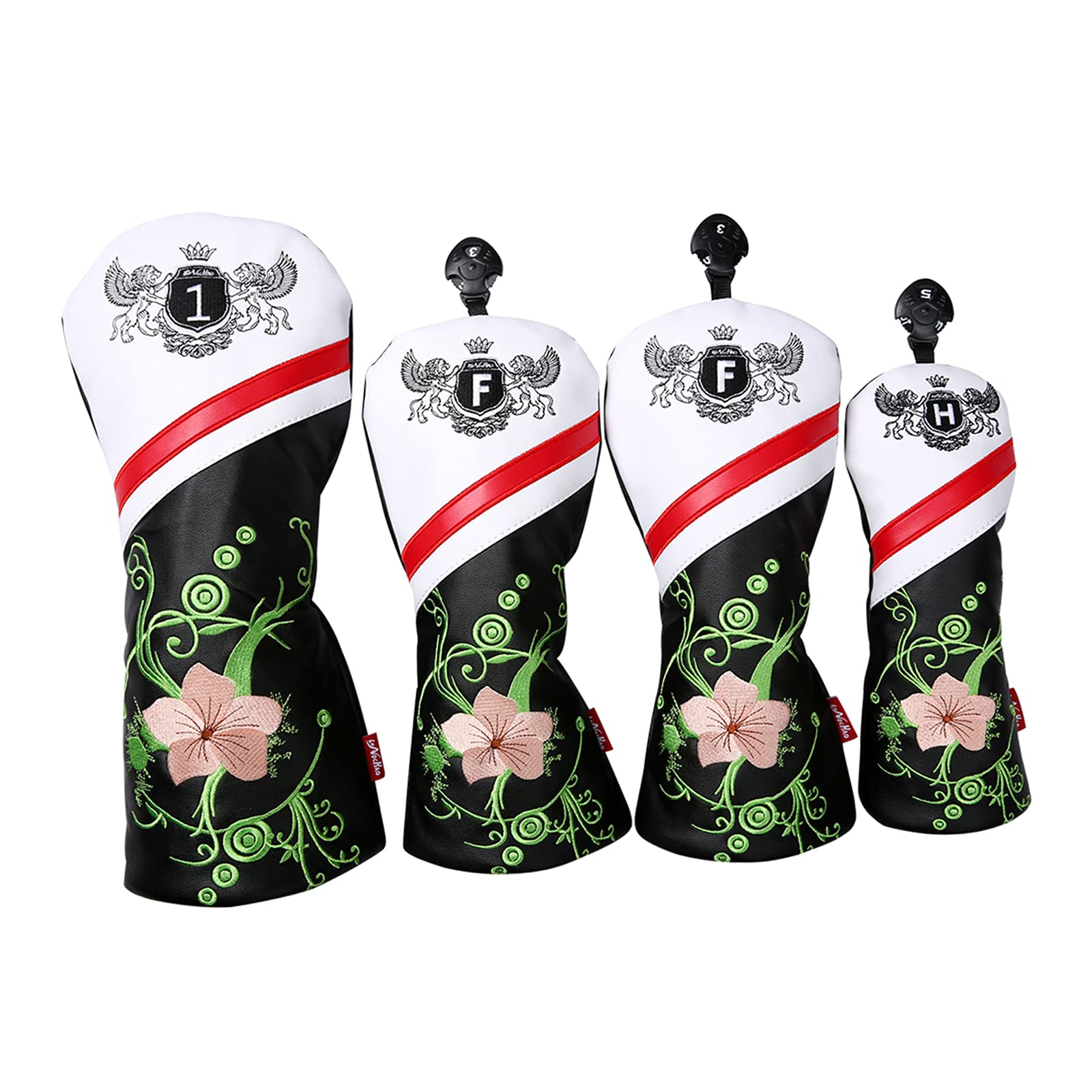 NEWMIND 4X Unique Golf Wood Headcover Set - Premium Anti-Scratch Driver Head Covers for Golf Clubs (Apricot Blossom Design) - Perfect for Golf Travel & Course Protection