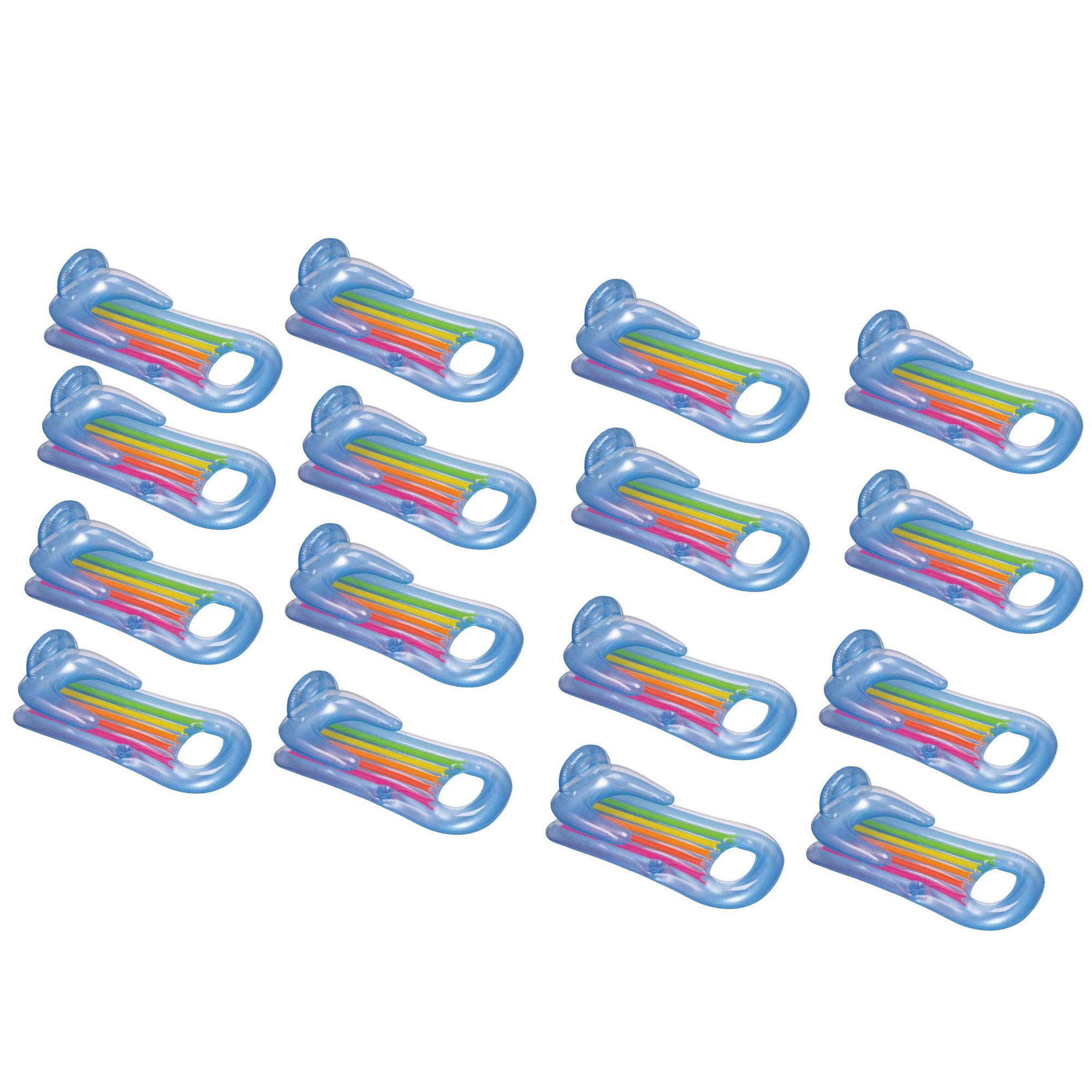 Intex King Kool Lounge Floating Pool Raft with Cup Holder - 16 Pack Set for Summer Relaxation, Pool Parties & Backyard Fun