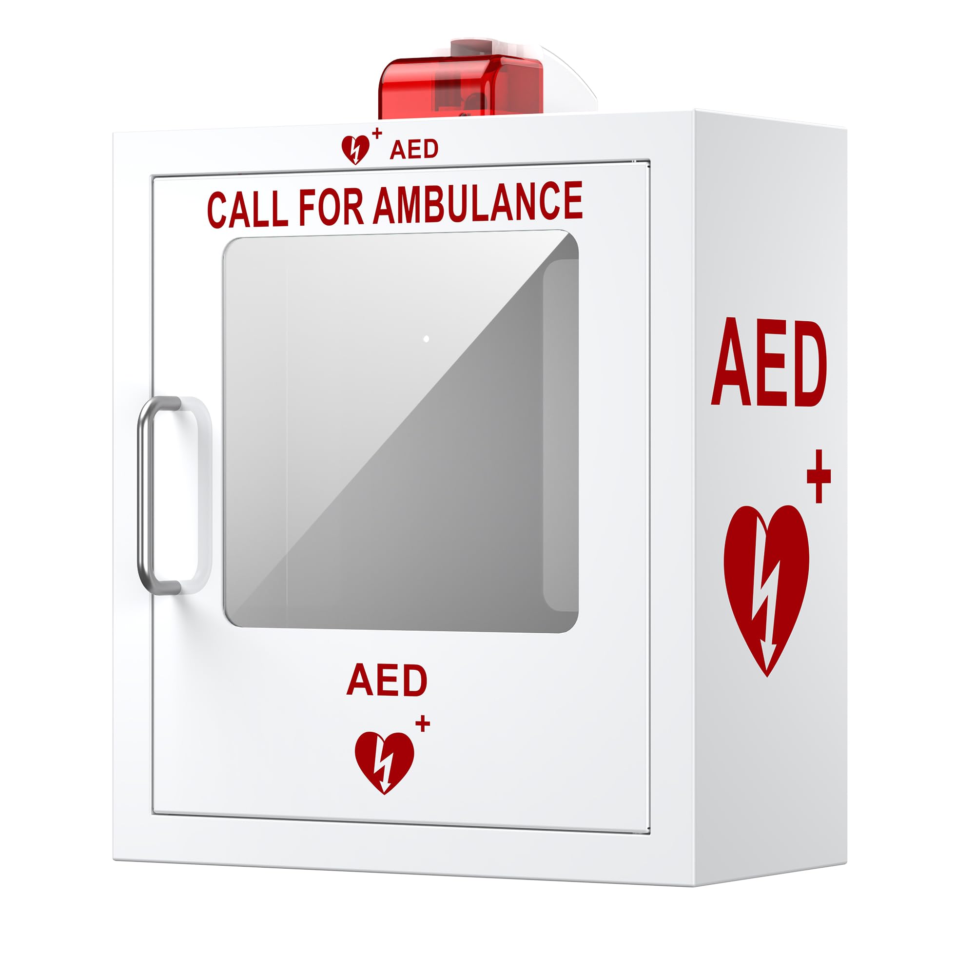 Wall-Mounted AED Cabinet with Alarm System - Industrial-Grade Steel Enclosure with PVC Transparent Window - Universal Fit for All AED Defibrillator Brands (14.2