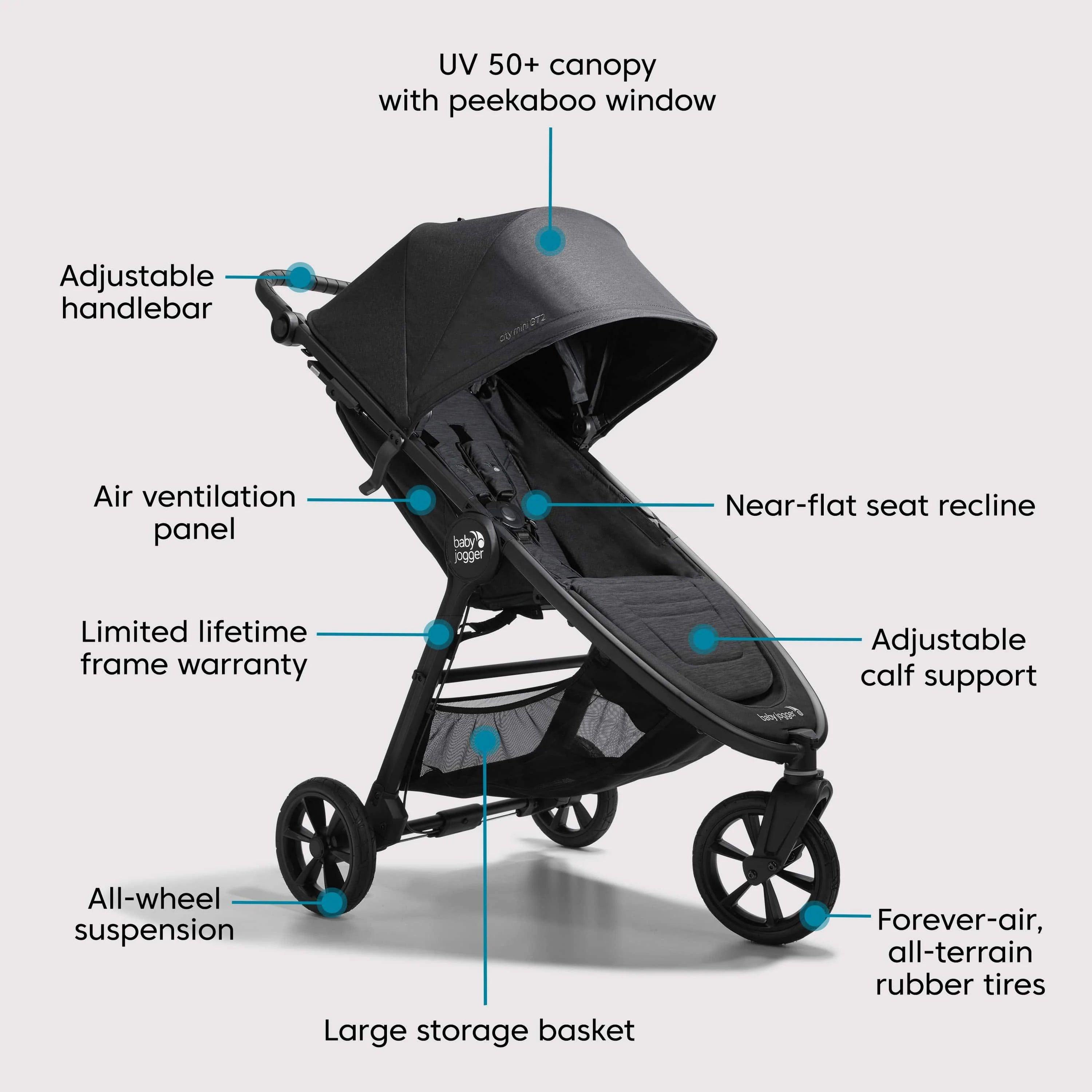 Baby Jogger City Mini GT2 Single Stroller - Lightweight & Compact with Universal Car Seat Adapters | Perfect for Urban Travel, Jogging & Everyday Use with Your Baby