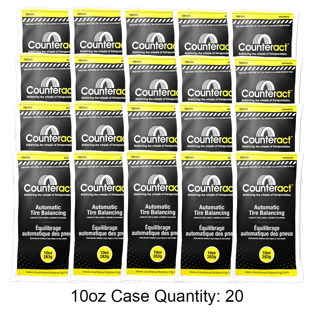 Counteract 10oz Tire & Wheel Balancing Beads - Bulk Case for Off-Road, Medium & Heavy Duty Truck Tires - Includes (20) 10oz Bead Bags, Valve Cores, Flow-Through Caps (200oz Total) - Perfect for Smooth Rides on Rough Terrain & Long-Haul Trucking