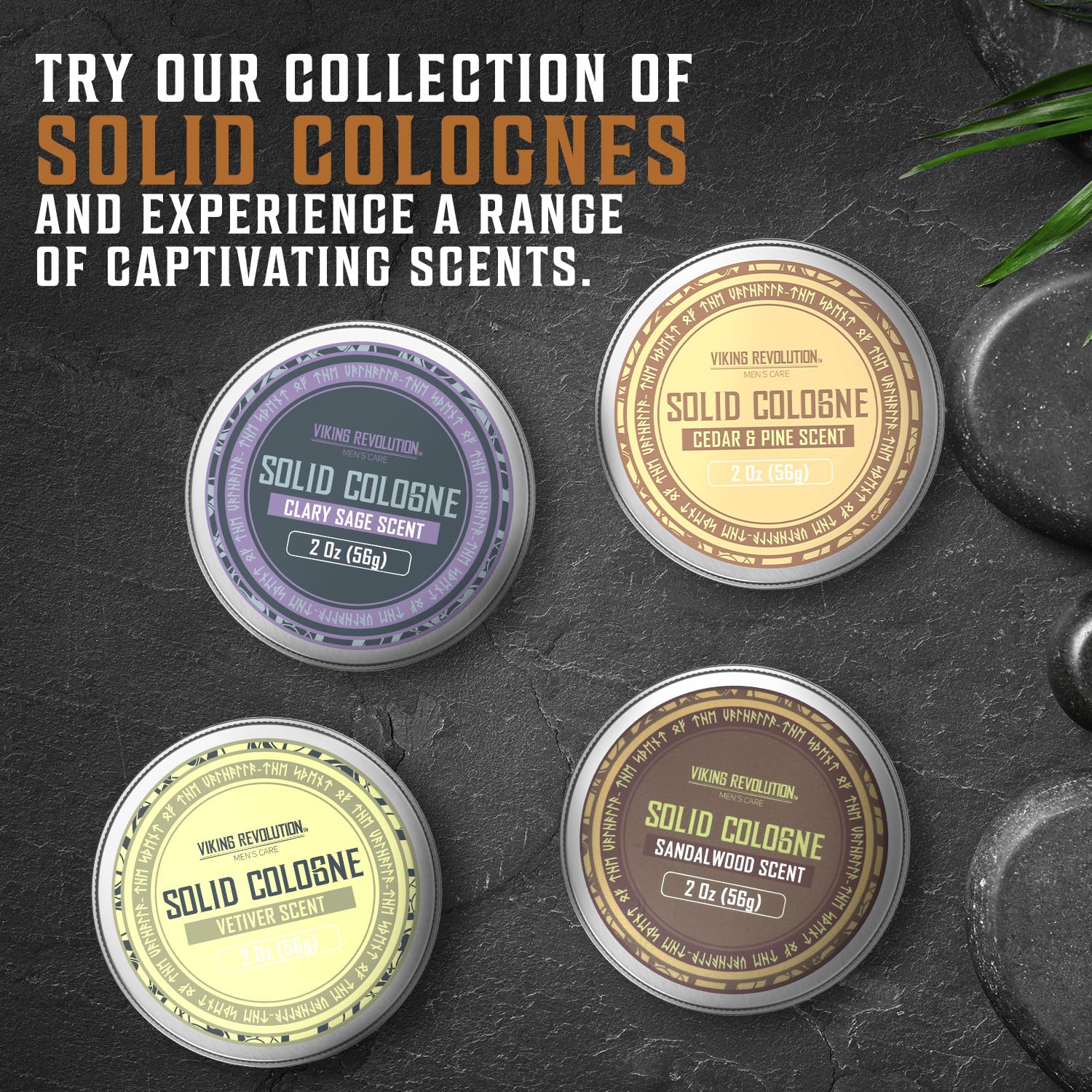 Viking Revolution Sandalwood Solid Cologne for Men - 2 Oz Travel-Friendly Cologne Balm with Long-Lasting Fragrance - Perfect for Daily Use, Office, Gym & Travel (1 Pack, Sandalwood Scent)