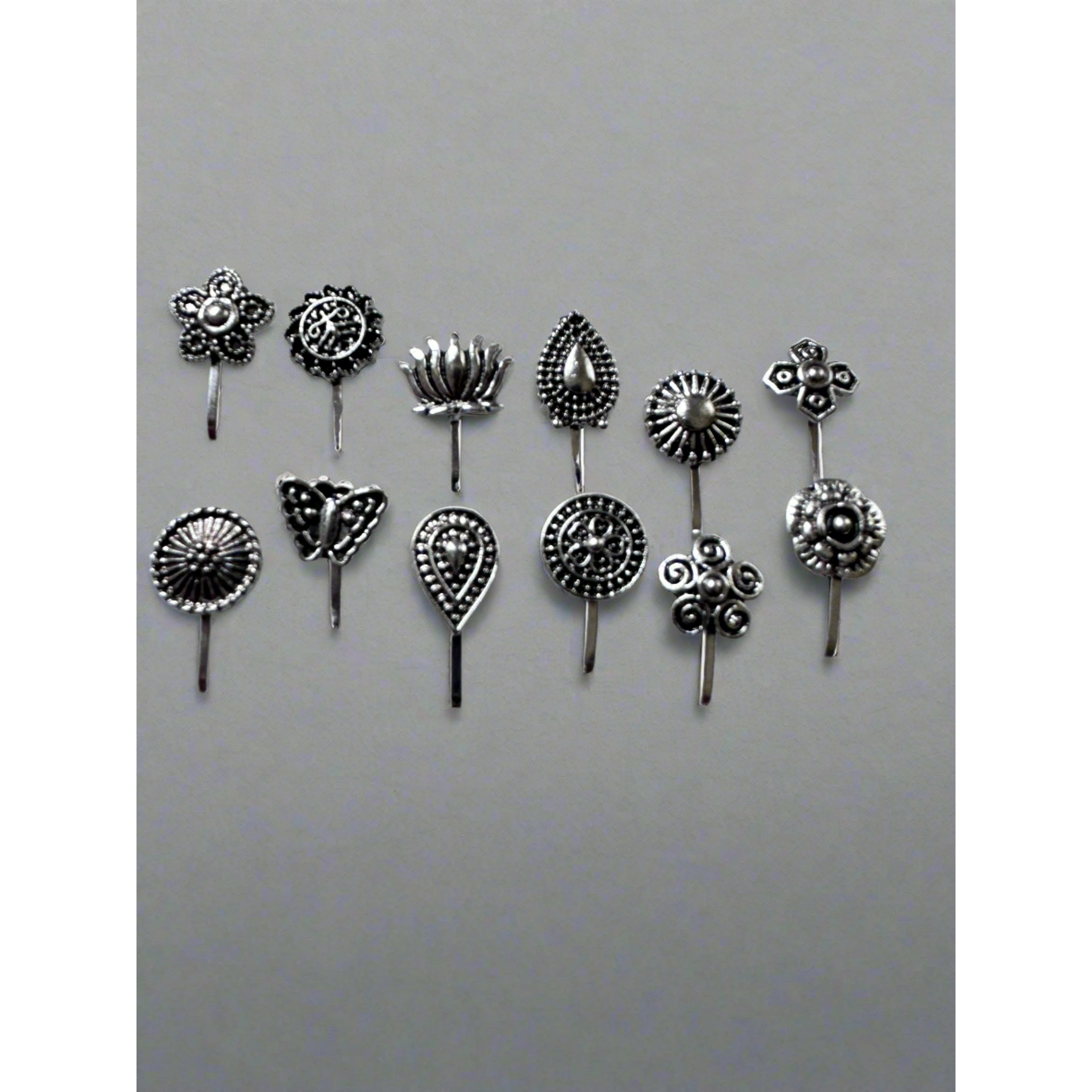 12 Pack Oxidized Nose Rings for Women - Hypoallergenic Indian Nose Pins for Daily Wear, Parties & Festivals