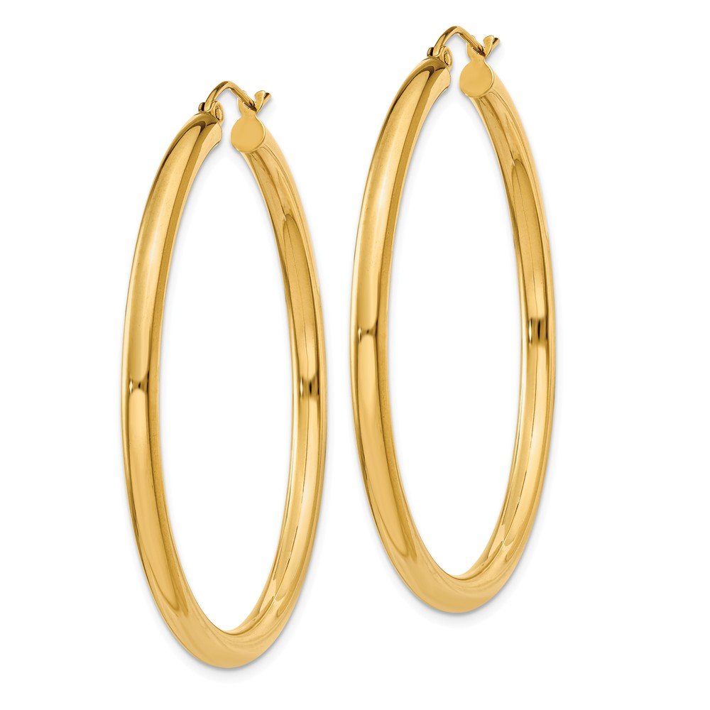 10K Yellow Gold Polished 3mm Tube Hoop Earrings for Women - Classic Dainty Everyday Jewelry Gift for Her - Perfect for Work, Date Night & Special Occasions