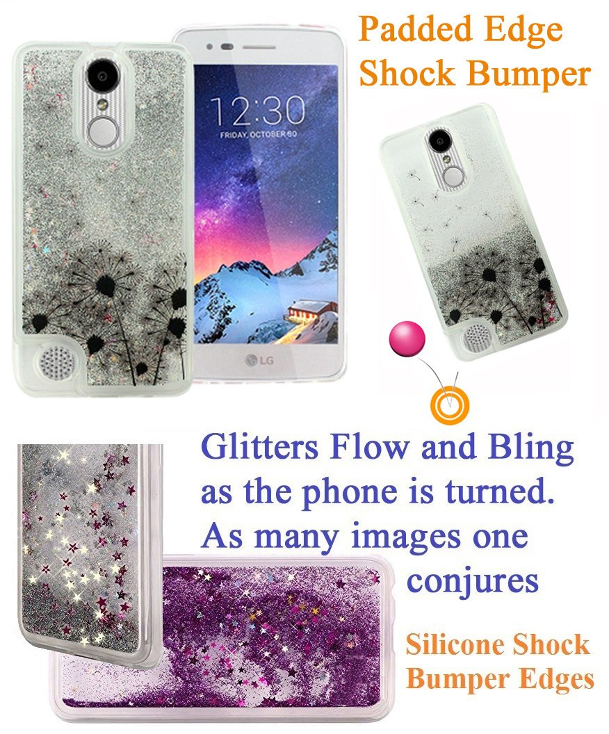 LG Rebel 3 & Zone 4 K8 2018 Sparkling Glitter Phone Case - Slim Scratch Shield Slip Guard Grip Cover (Dandelion) for Everyday Protection & Style