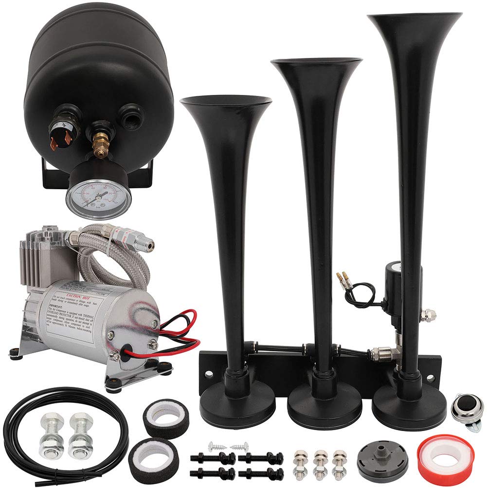 ECCPP 12V 3 Trumpet Air Horn Kit with 150PSI Air Compressor & 0.5Gal Tank - Loud Train Horn for Trucks, Cars, Boats, RVs - Perfect for Emergency Alerts & Vehicle Safety