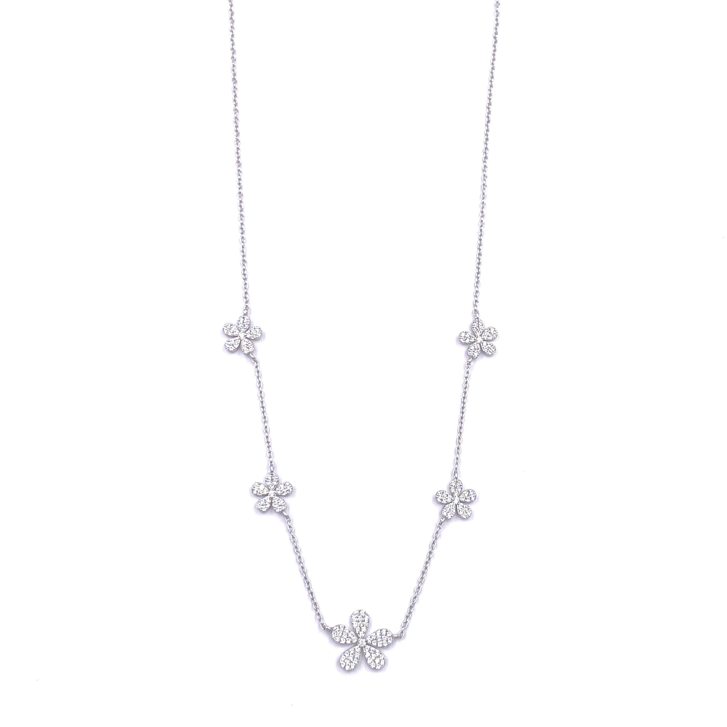 Ashley Gold Sterling Silver 5 Rose CZ Drop Necklace - Elegant Cubic Zirconia Pendant for Women - Perfect for Weddings, Anniversaries & Special Occasions