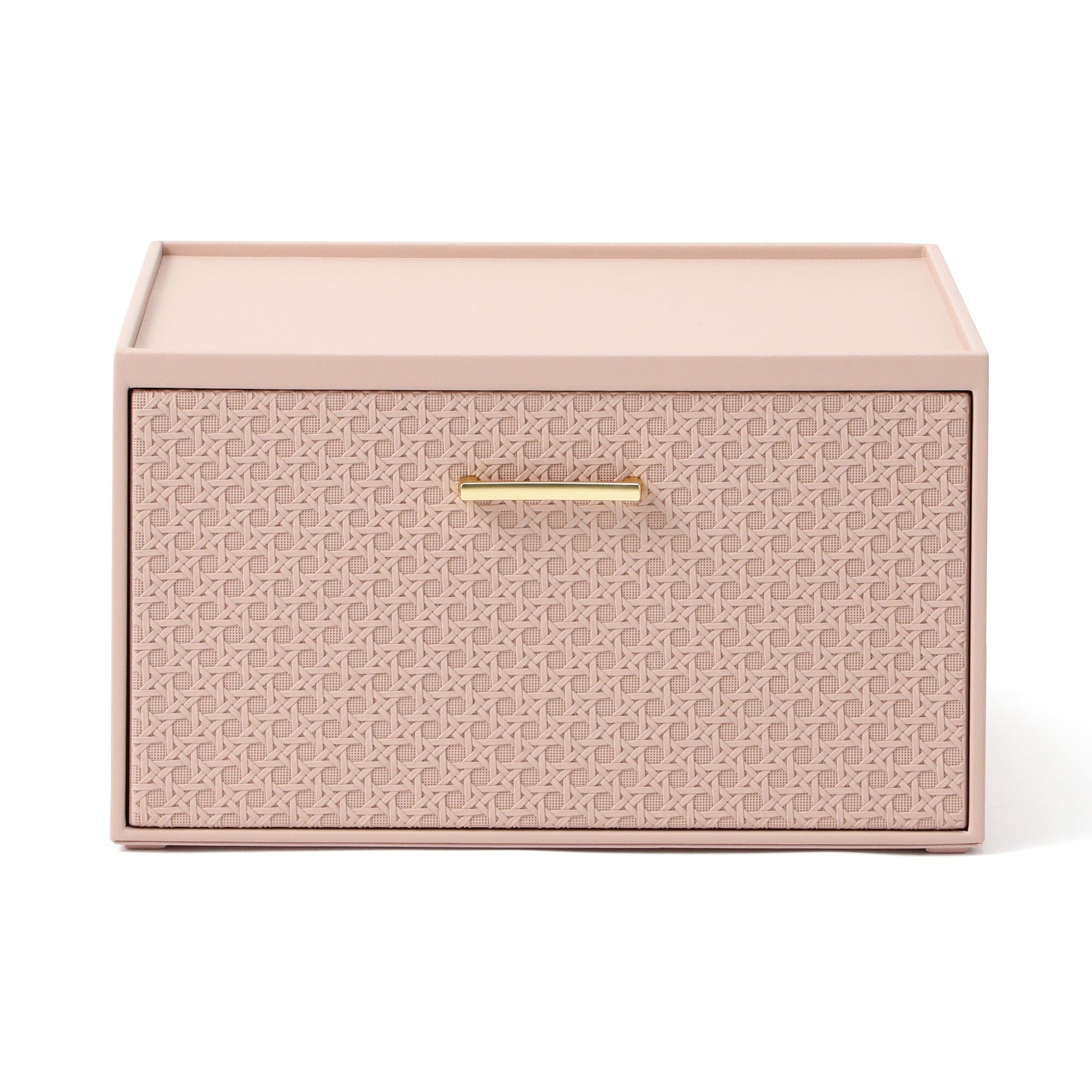 Embossed Stacking Drawer Organizer - Medium Pink for Bedroom, Bathroom & Office Storage | Plastic Drawer Bins with Textured Design
