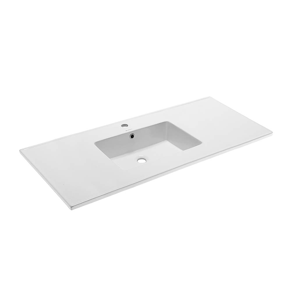 Swiss Madison SM-VT330 Voltaire 49-Inch Bathroom Vanity Top with Integrated Porcelain Sink and Single Faucet Hole - Perfect for Modern Bathroom Remodeling and Space-Saving Designs