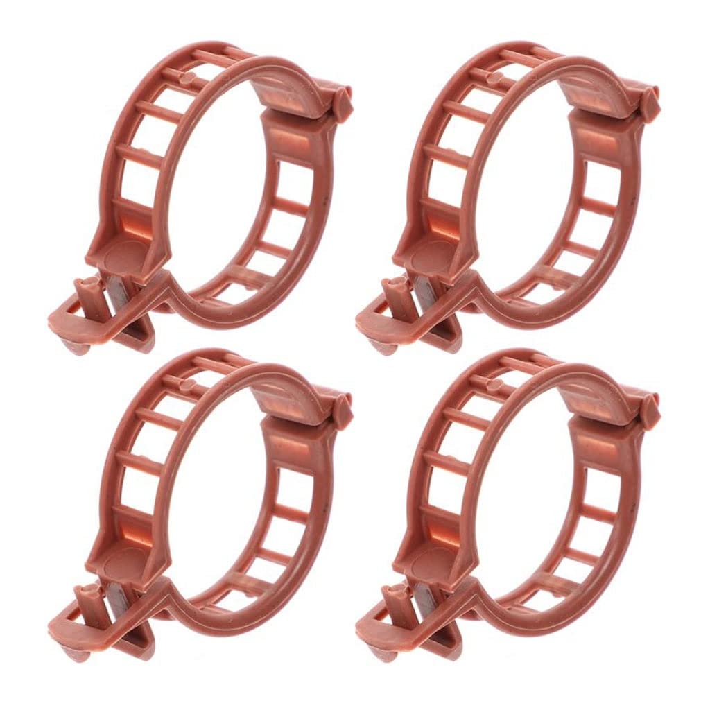 100pcs Garden Clips for Tomato Plants - Plastic Plant Support Clamps for Greenhouse, Stems & Vines (3.2x3.2x0.7cm, Brown) - Ideal for Home Gardening, Hydroponics & Indoor Plant Growth