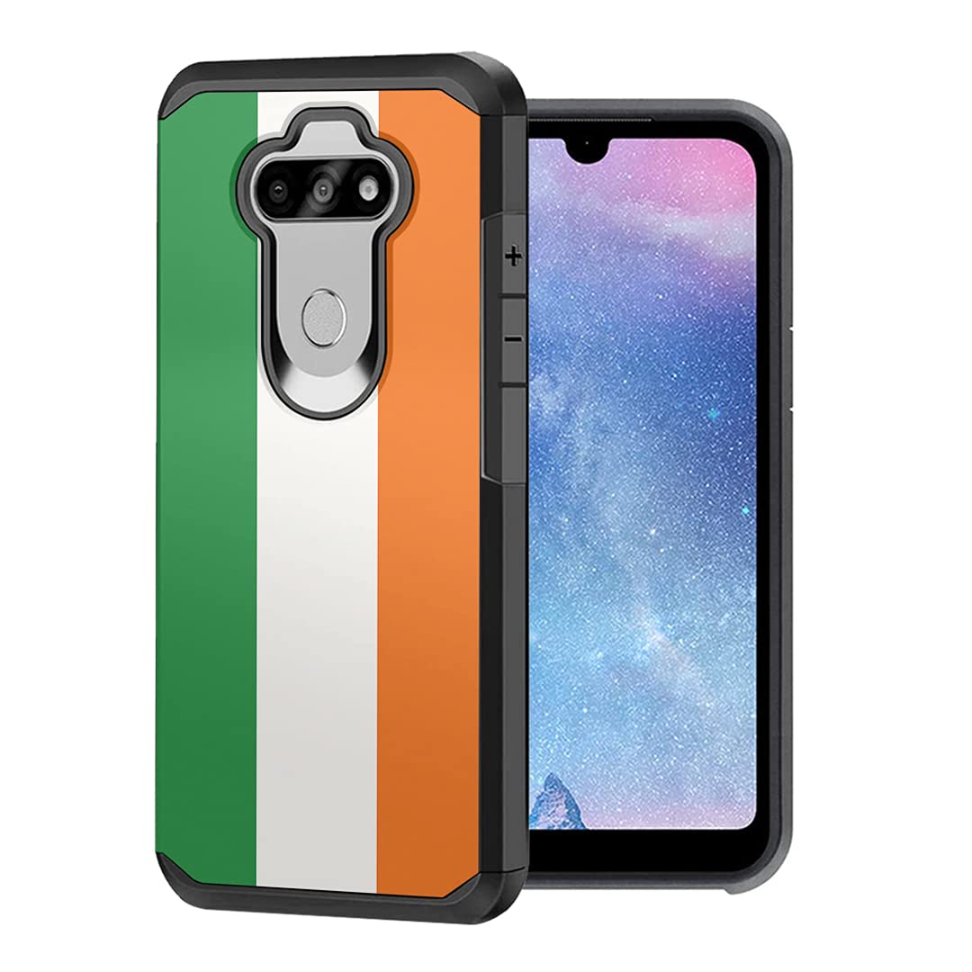 Moriko LG K31 Phone Case - Slim Dual Layer Heavy Duty Protection for Men & Women | Irish Flag Design | Perfect for Tracfone & Straight Talk Users