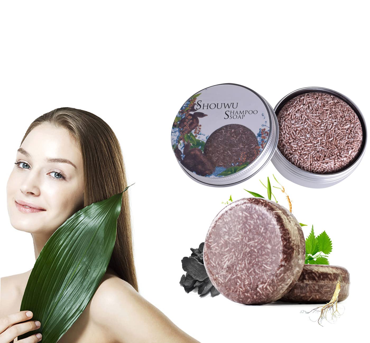 OriginPro Polygonum Multiflorum Shampoo Bar - Natural Hair Darkening Solid Shampoo with Organic Conditioner | Gray Hair Repair & Color Restoration | Mild Formula for Daily Hair Care (3-Pack) | Perfect for Travel, Gym & Eco-Friendly Lifestyle